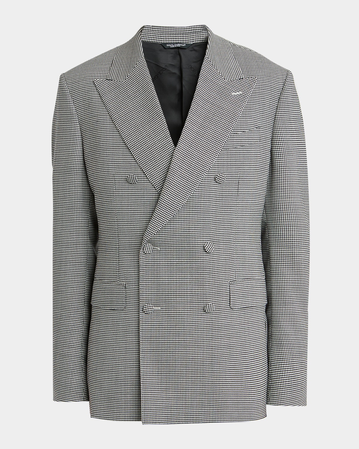 Dolce & Gabbana Men's Micro-houndstooth Double-breasted Sport Coat In Gray