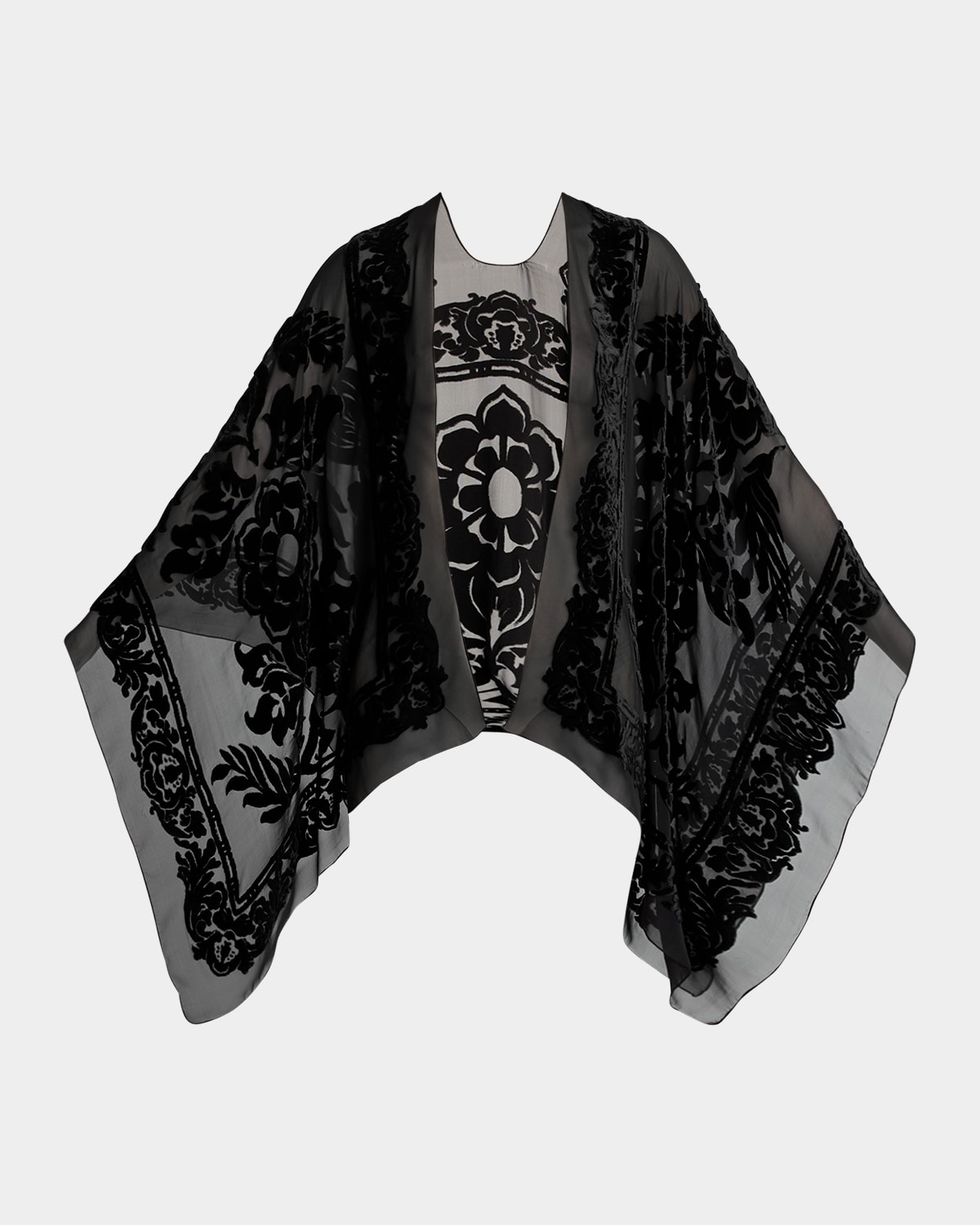 Etro Floral Velvet Sheer Cape In Black
