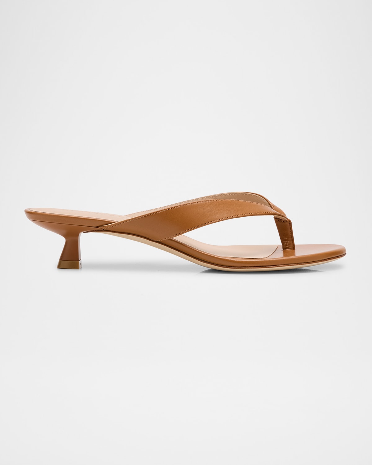 Stuart Weitzman Rio Leather Kitten-heel Thong Sandals