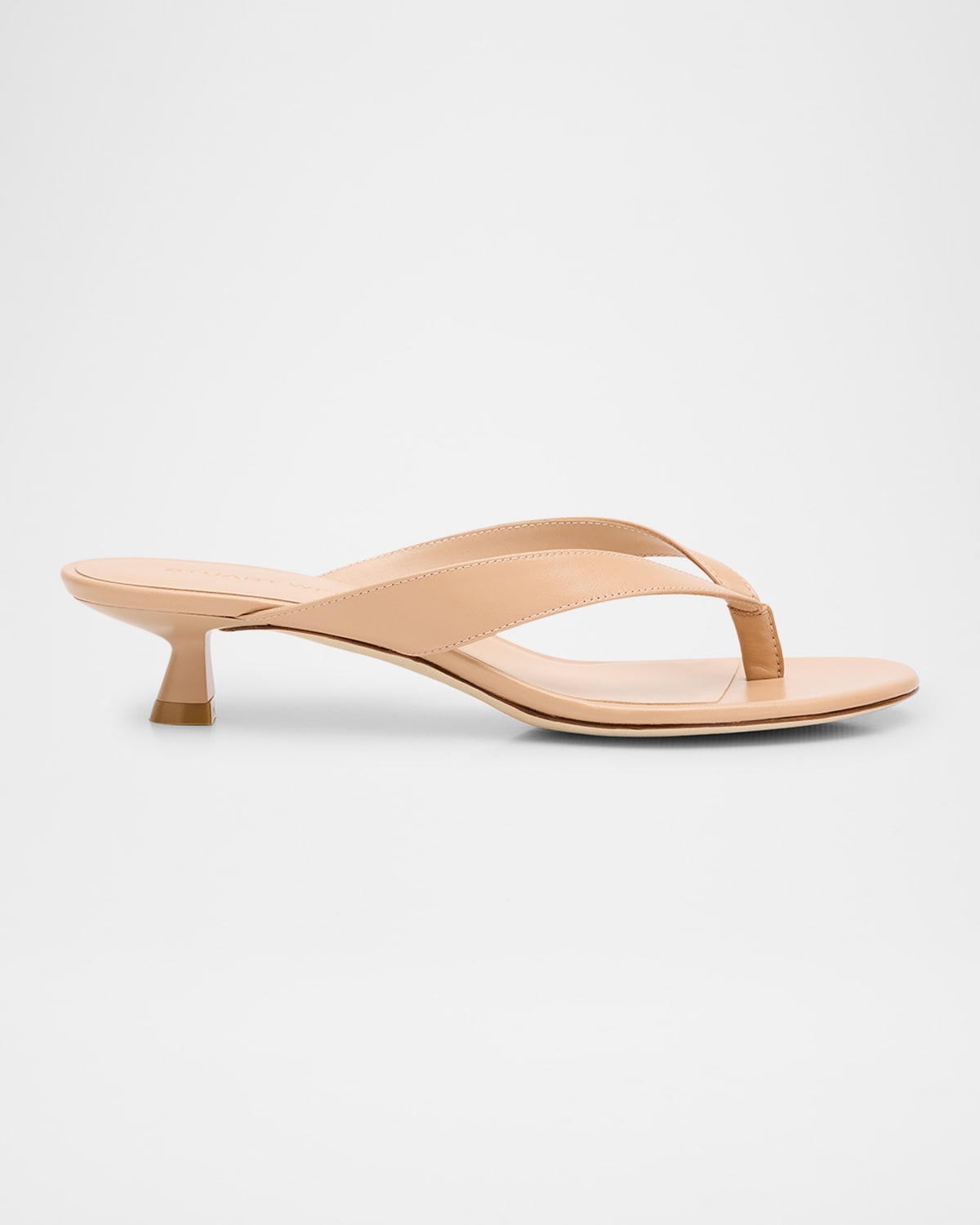 Stuart Weitzman Rio Leather Kitten-heel Thong Sandals In Adobe