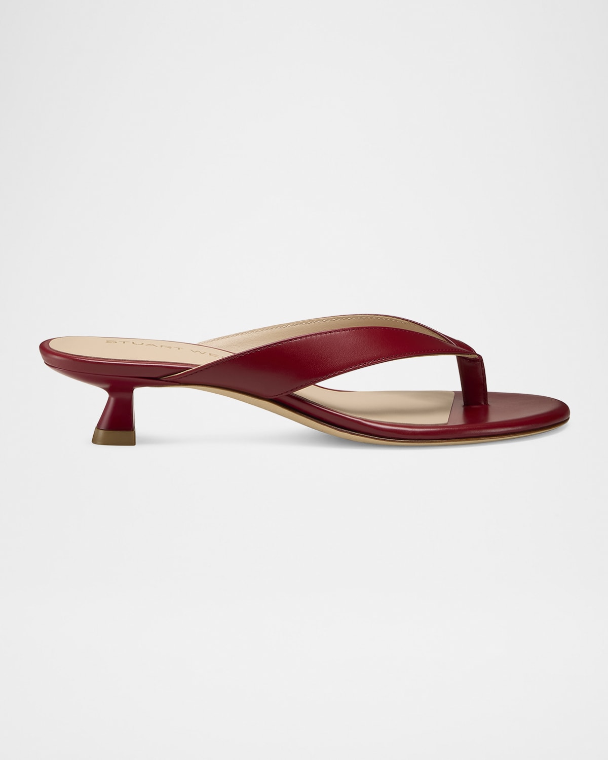 Stuart Weitzman Rio Leather Kitten-heel Thong Sandals