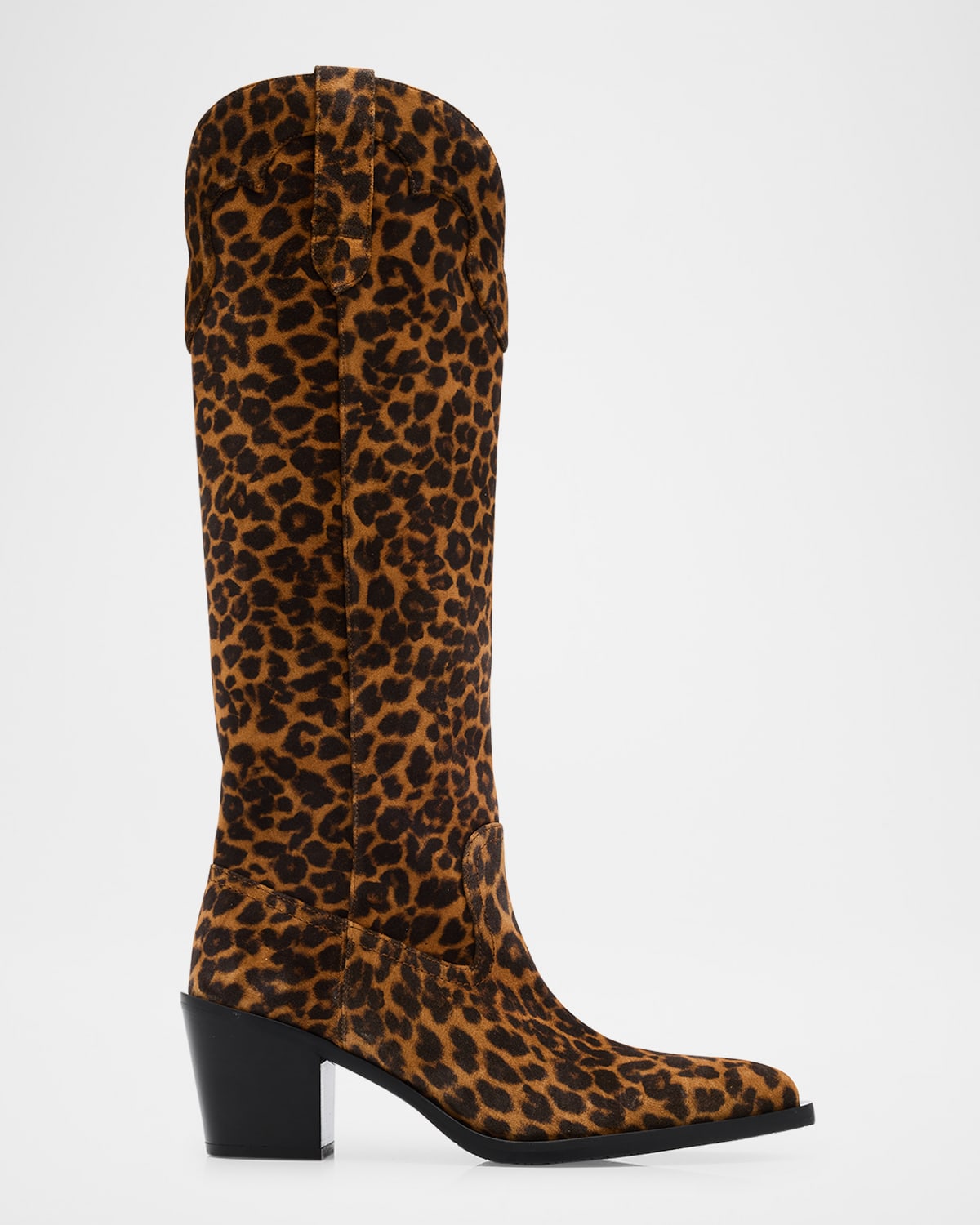 STUART WEITZMAN FELIX LEOPARD-PRINTED SUEDE WESTERN BOOTS 