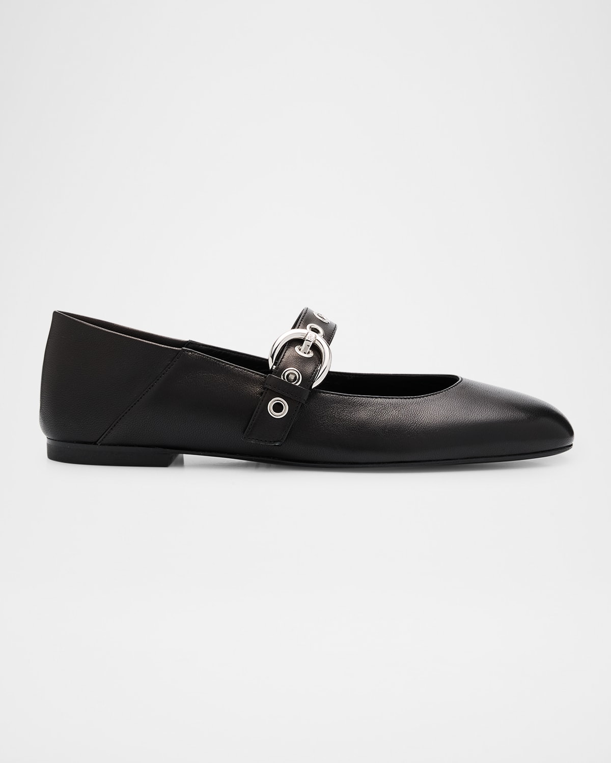 Stuart Weitzman Supermoto Leather Mary Jane Ballerina Flats