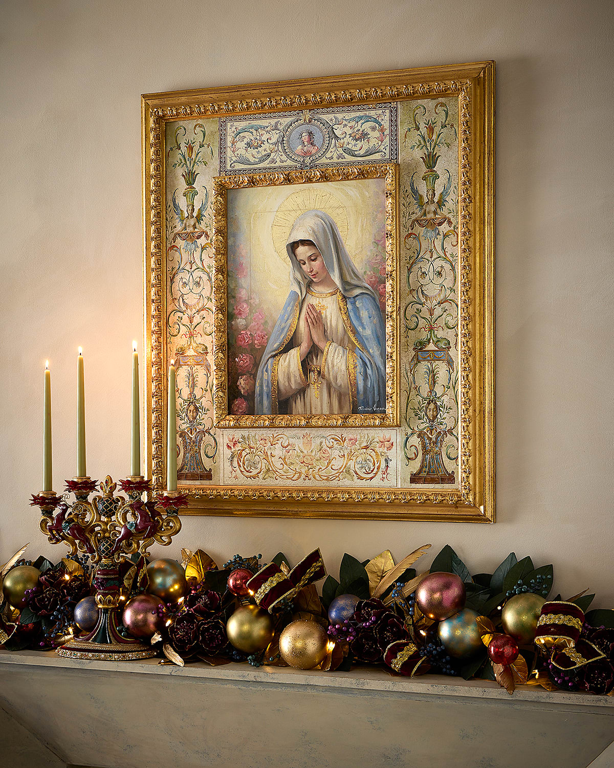 Neiman Marcus The Virgin Mary Oil Painting With Square Frame
