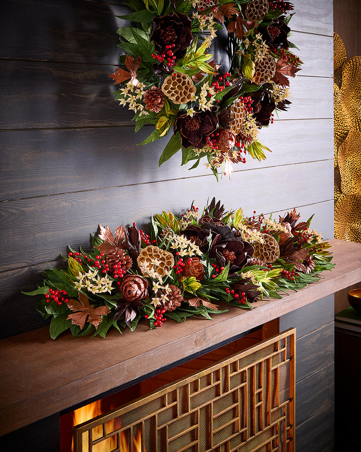 Neiman Marcus Autumn Harvest 46" Mantel Garland