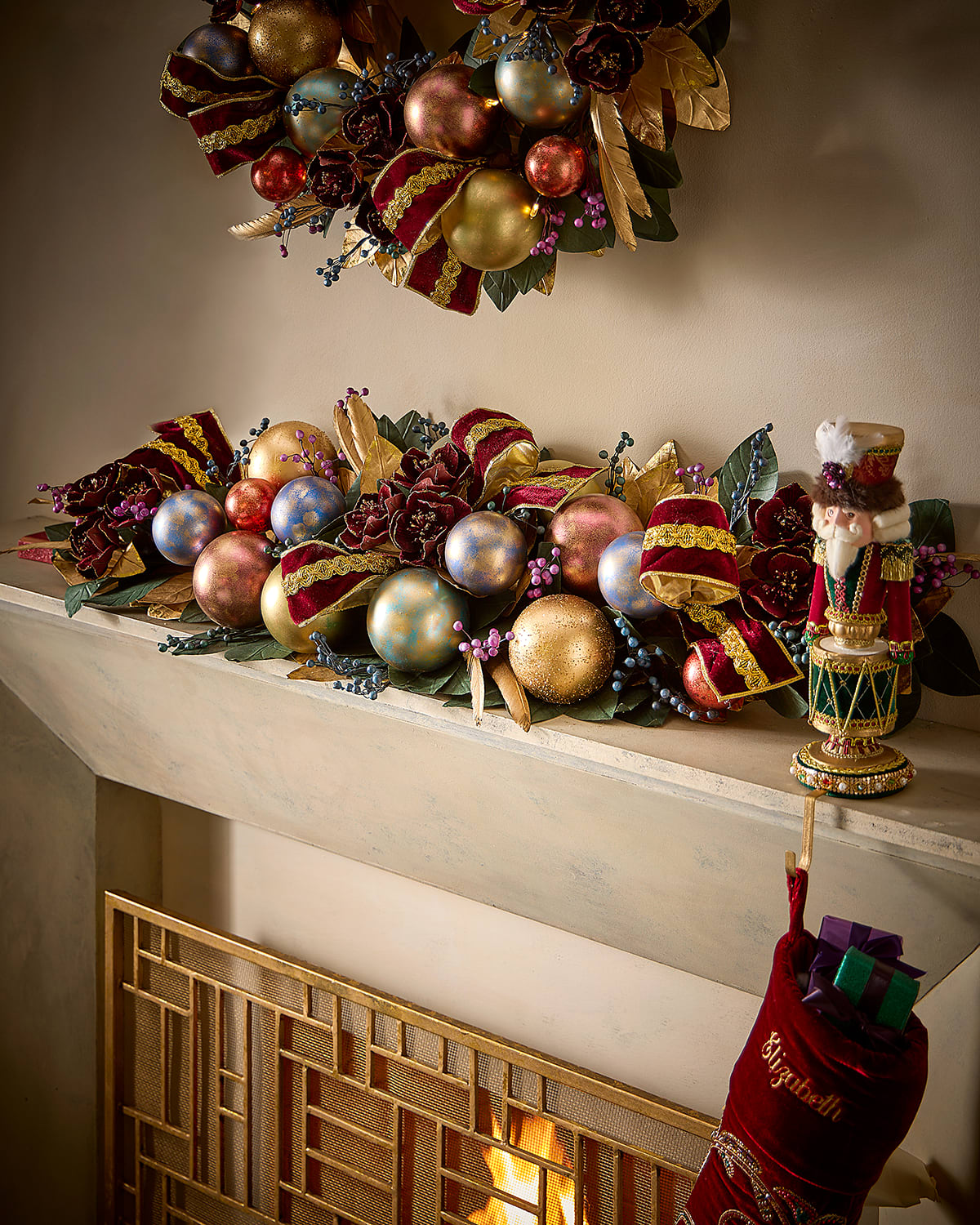 Neiman Marcus Spiritual Christmas Mantel Garland, 46" In Multi