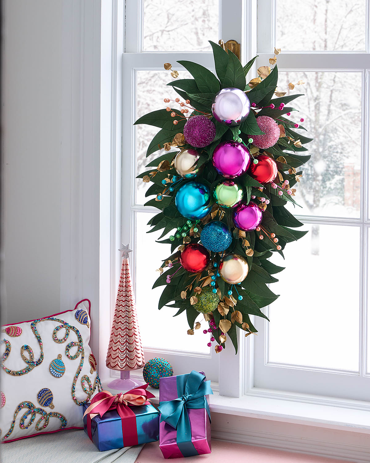 Neiman Marcus Bright Holiday Door Spray, 30" In Multi