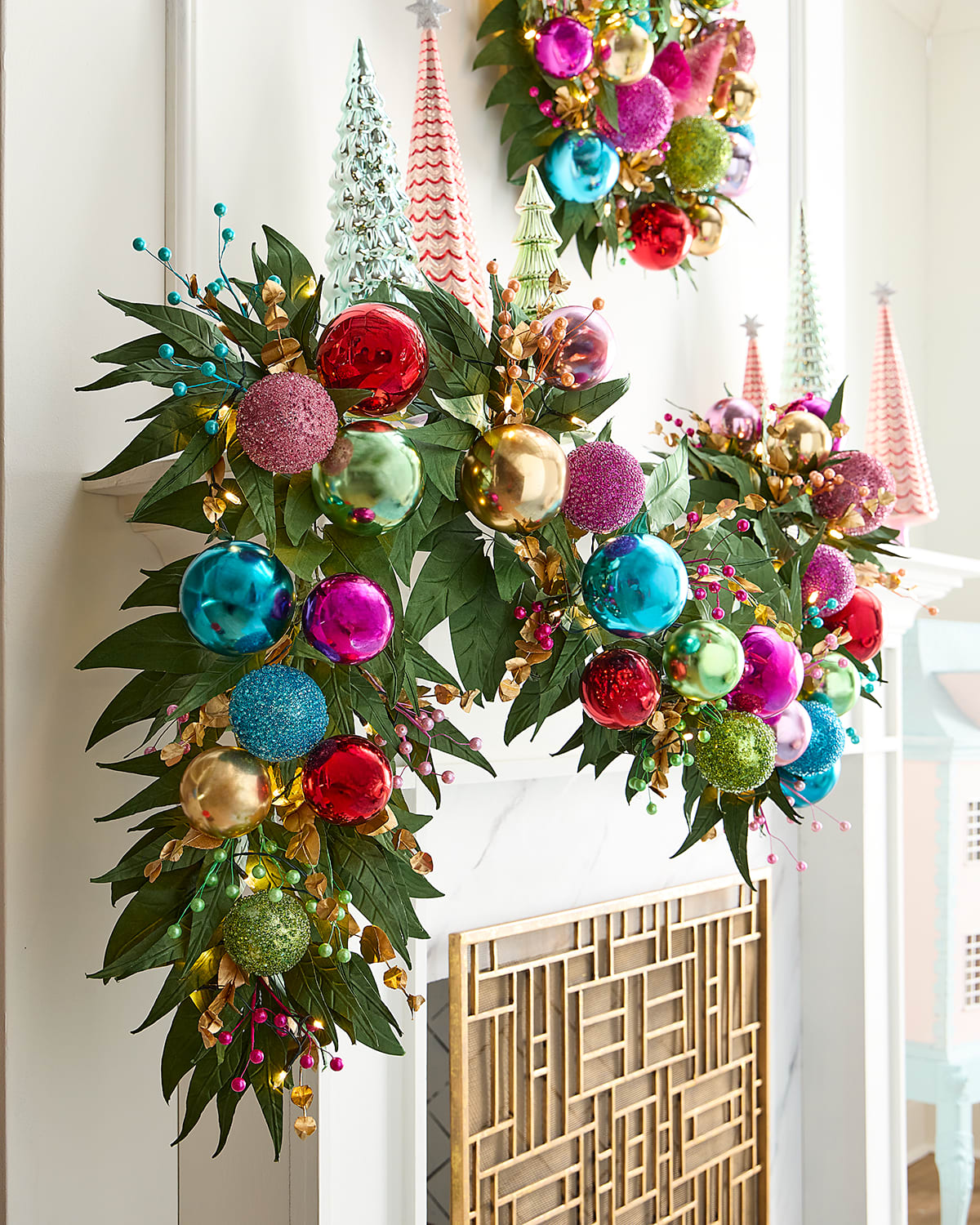 Neiman Marcus Pre-lit Bright Holiday Garland, 72" In Multi
