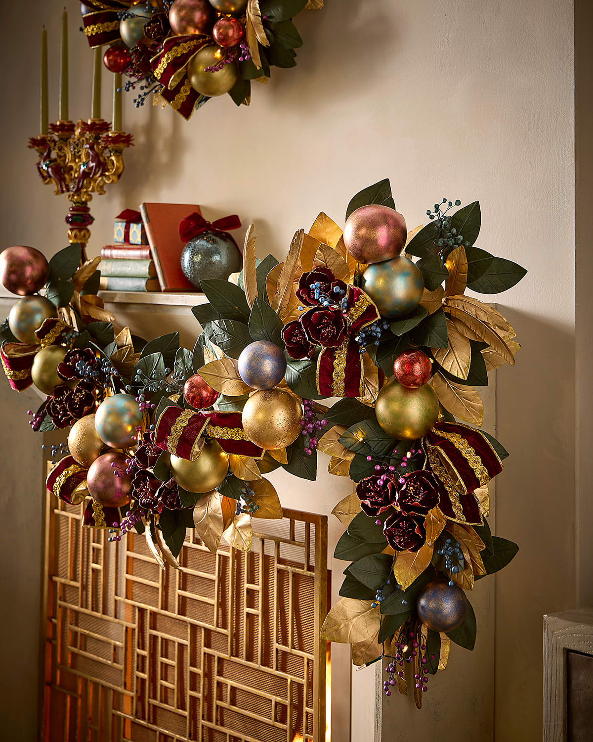 Neiman Marcus Pre-lit Spiritual Christmas Garland, 72" In Multi