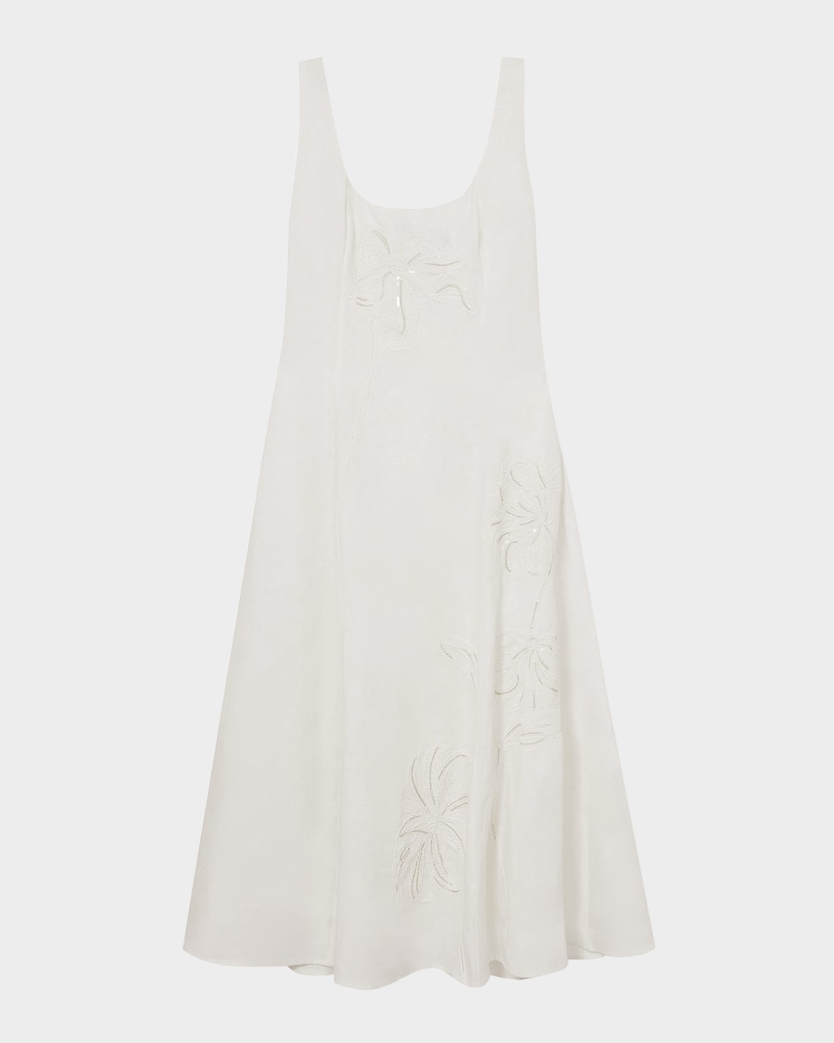 Elise Beaded Floral-Embroidered Midi Dress