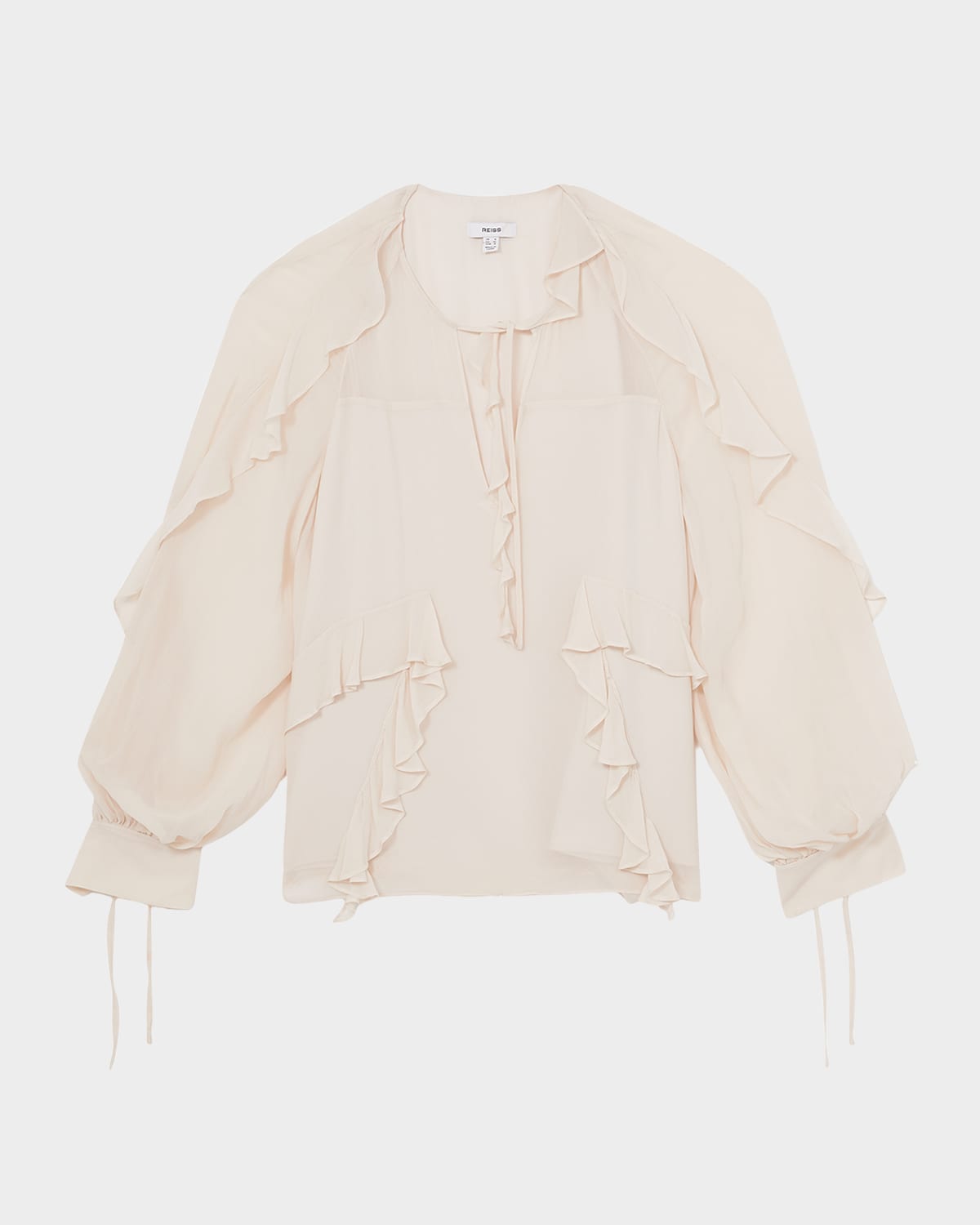 Reiss Zaria Blouson-sleeve Ruffle Top