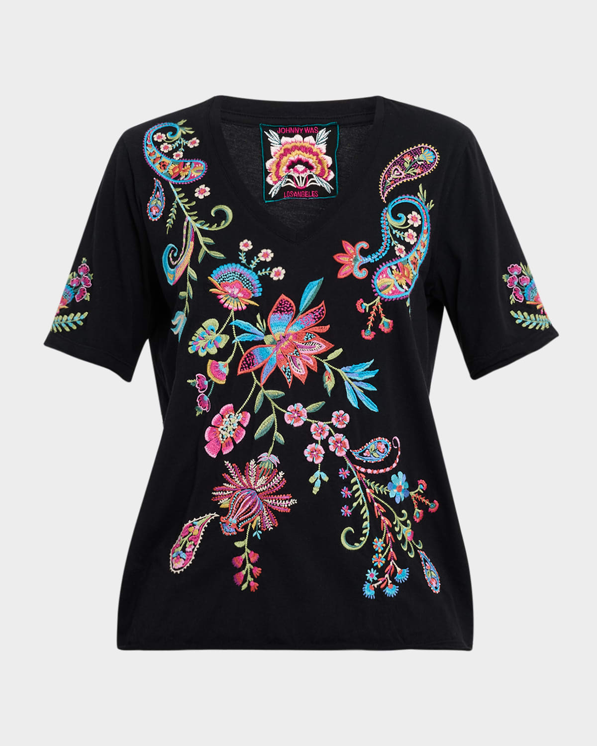 Karime Floral-Embroidered Cotton Tee
