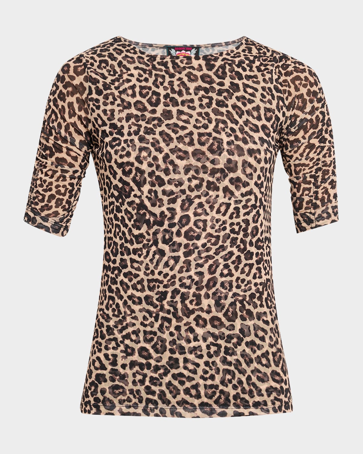 Slim Leopard-Print Mesh Top