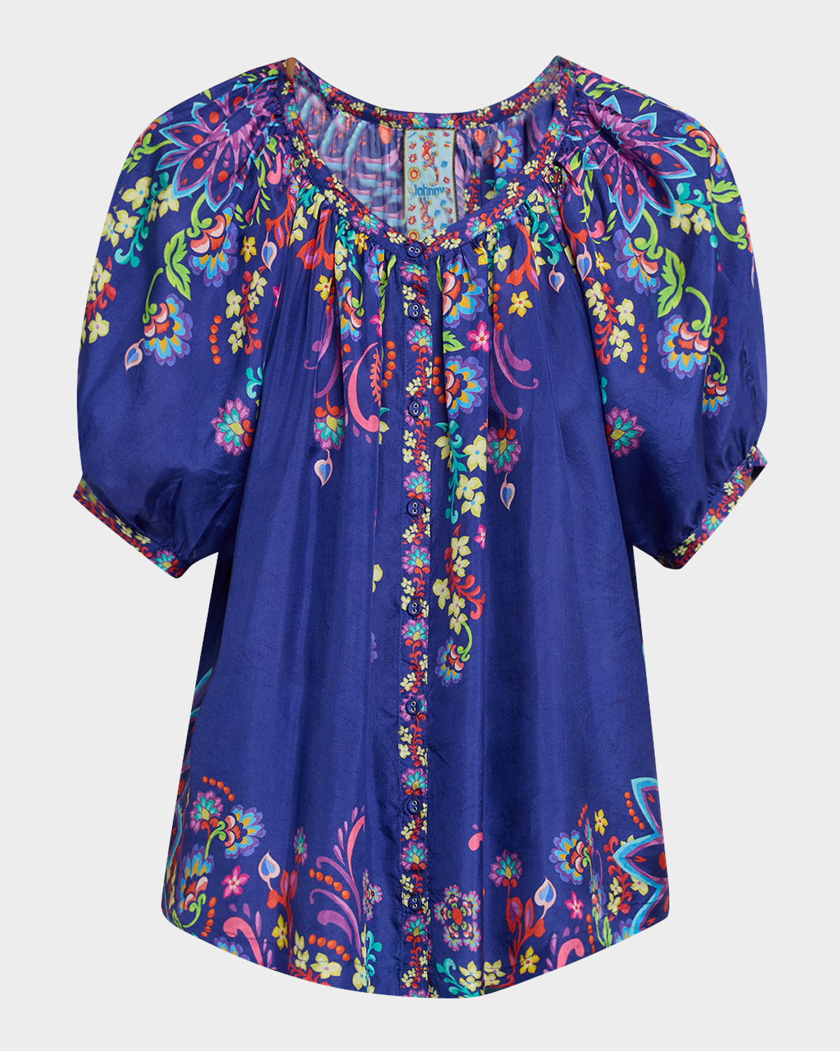 Johnny Was Avah Floral-print Silk Shirt