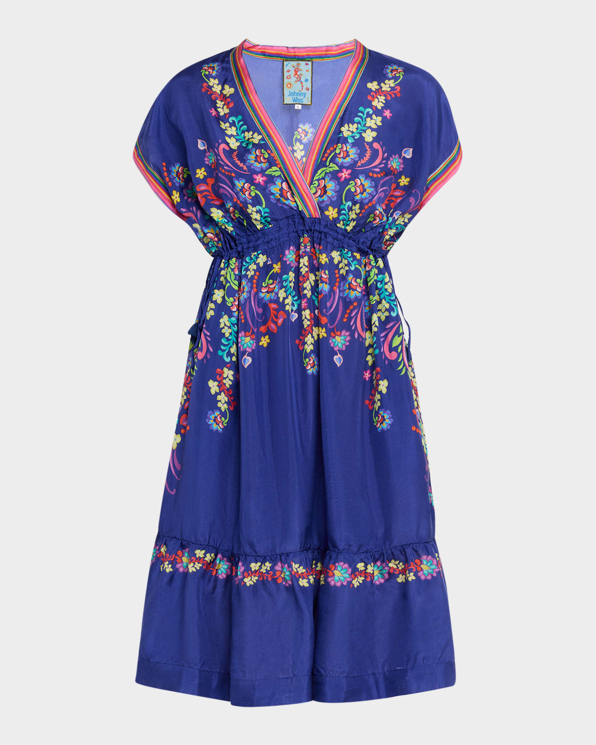 Johnny Was Ellis Flounce Floral-print Silk Midi Dress