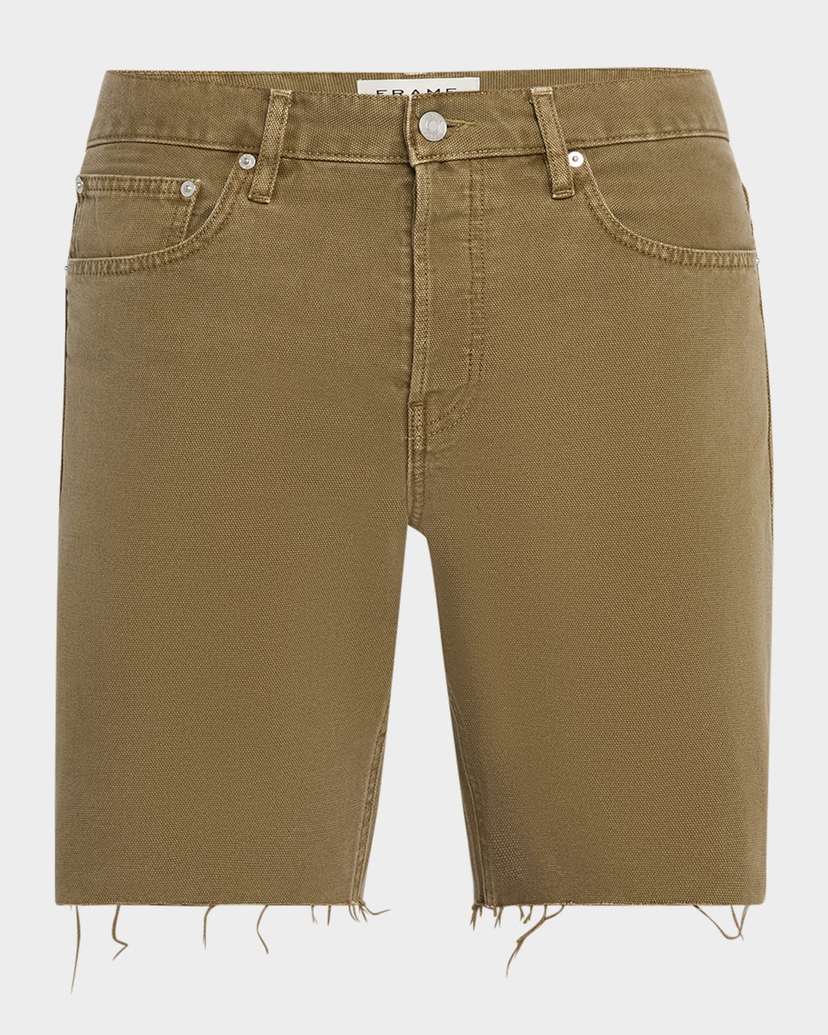 Frame Relaxed Raw Hem Denim Short In Light Brown