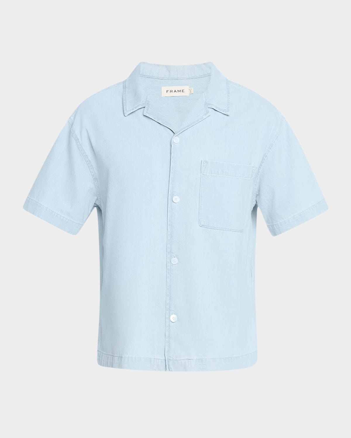 Frame Chambray Camp Collar Shirt Herald In Blue