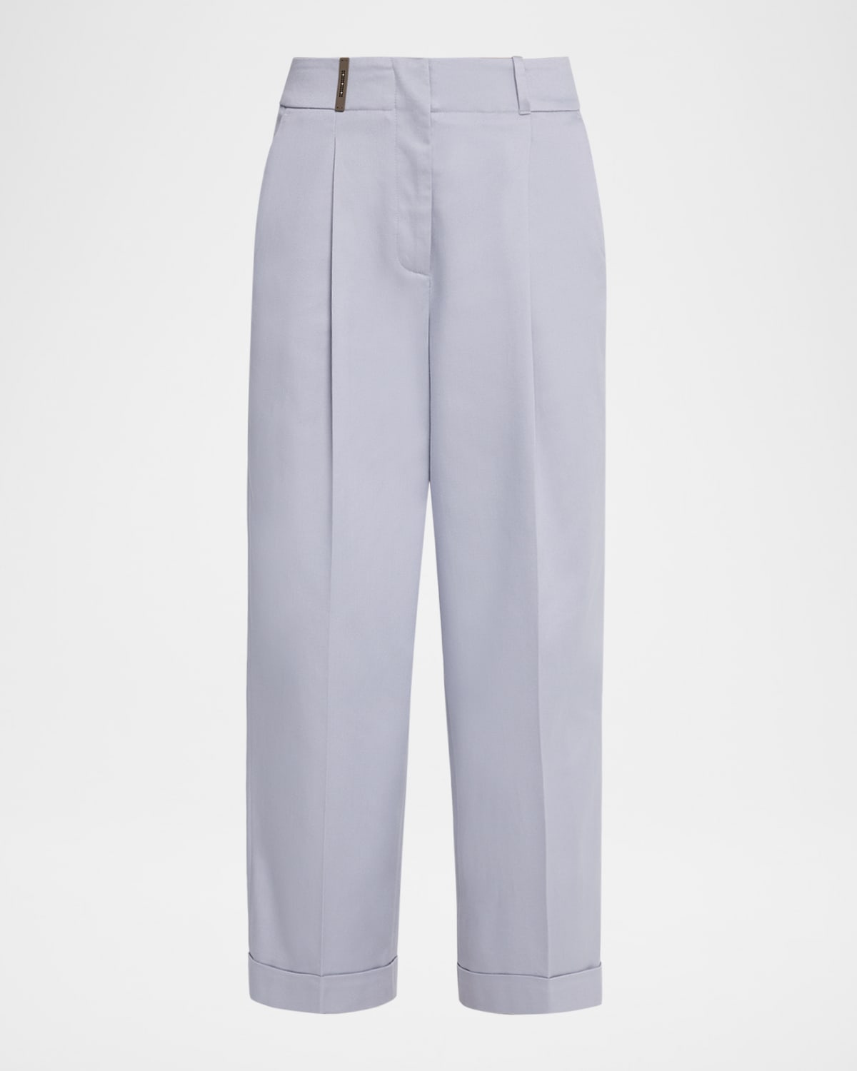 Peserico High-rise Cropped Twill Pants In Gray