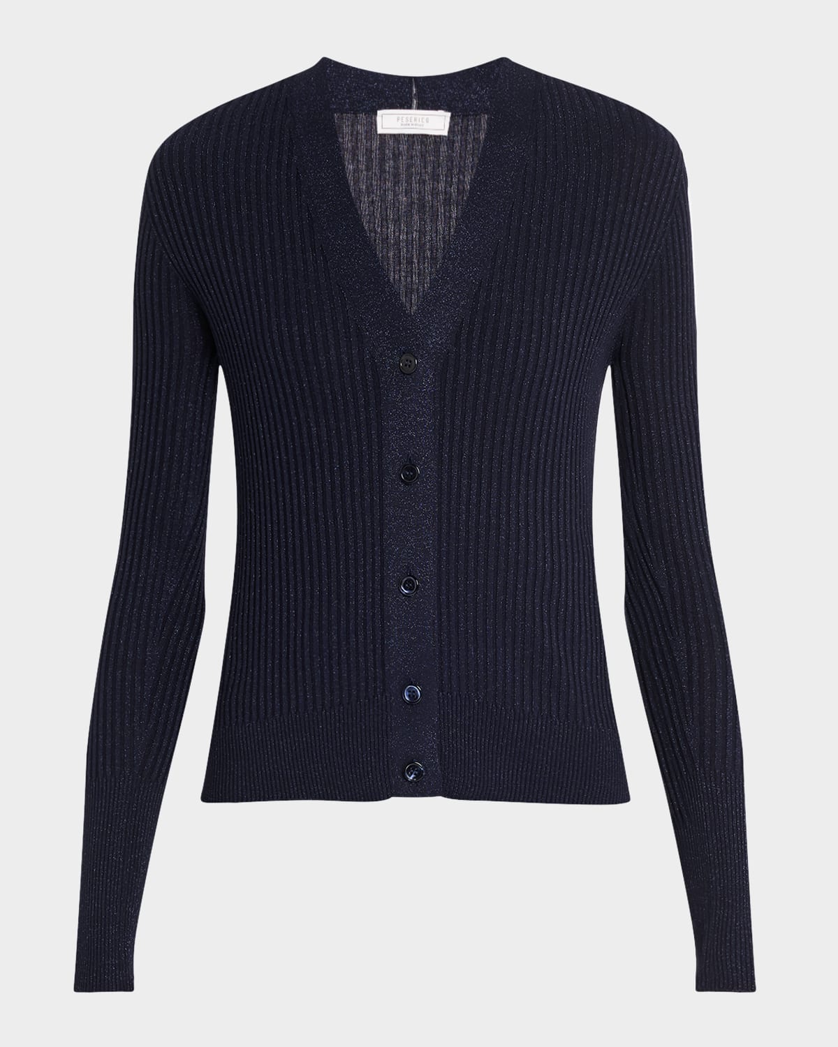 Peserico Button-down Rib Knit Cardigan In Black