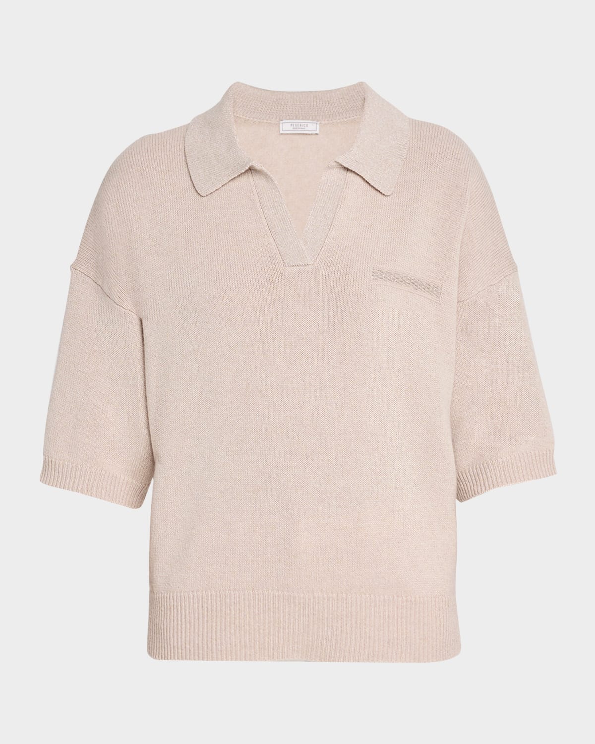 Peserico Punto Luce Wool-Cashmere Polo Sweater
