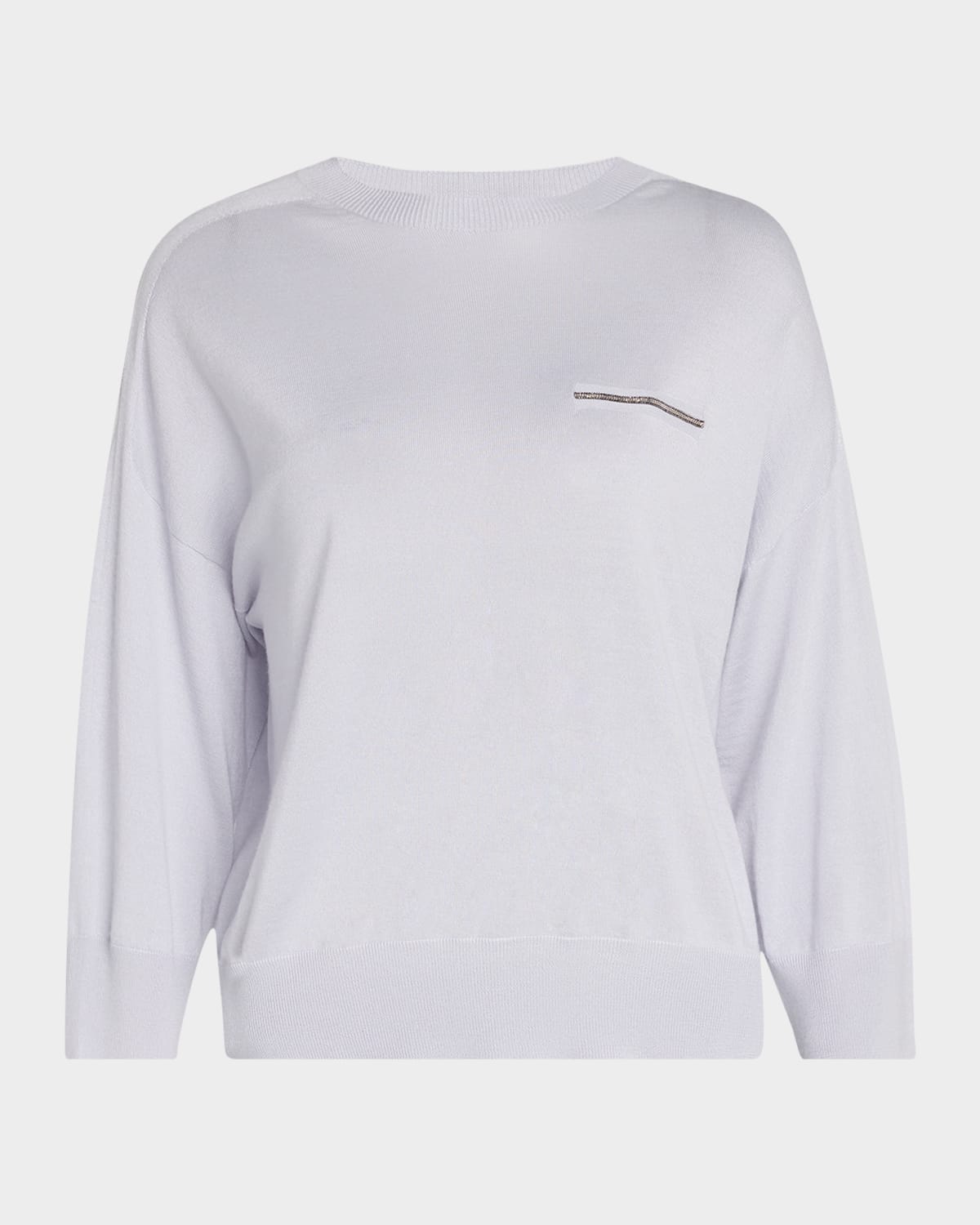 Peserico Cashmere And Silk Chain-trim Knit Sweater In Gray