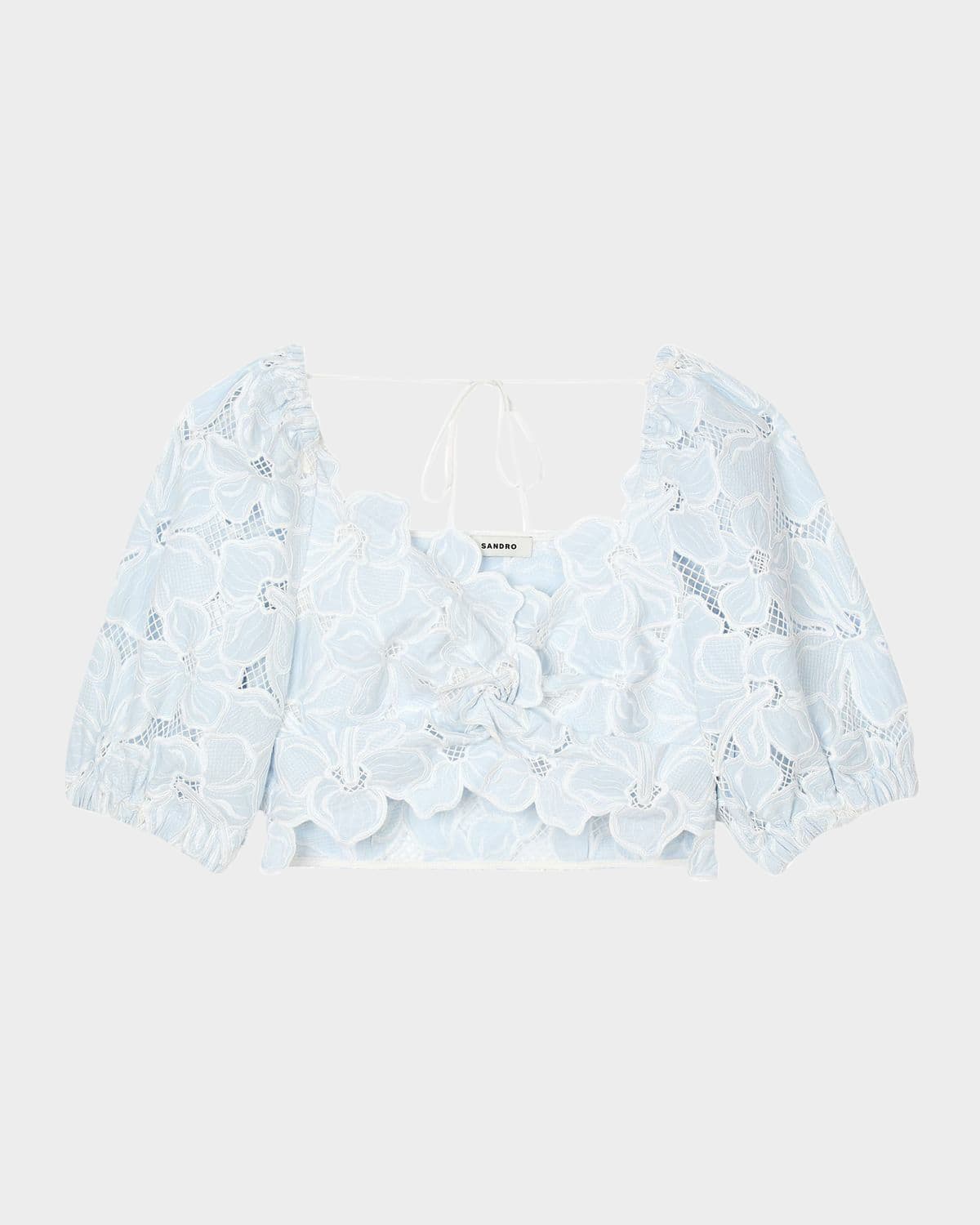 Sandro Roseraie Embroidered Floral Crop Top