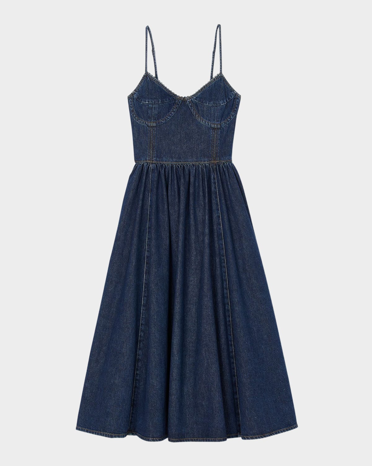 SANDRO SOPHIE DENIM MIDI DRESS 