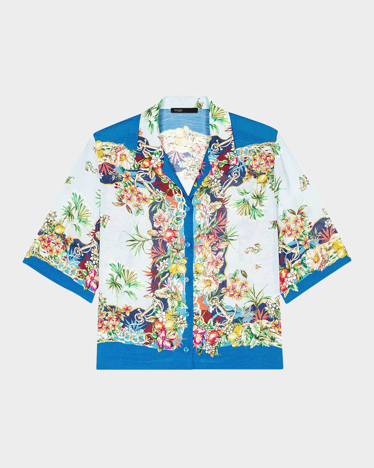 Maje Patterned Cropped Shirt