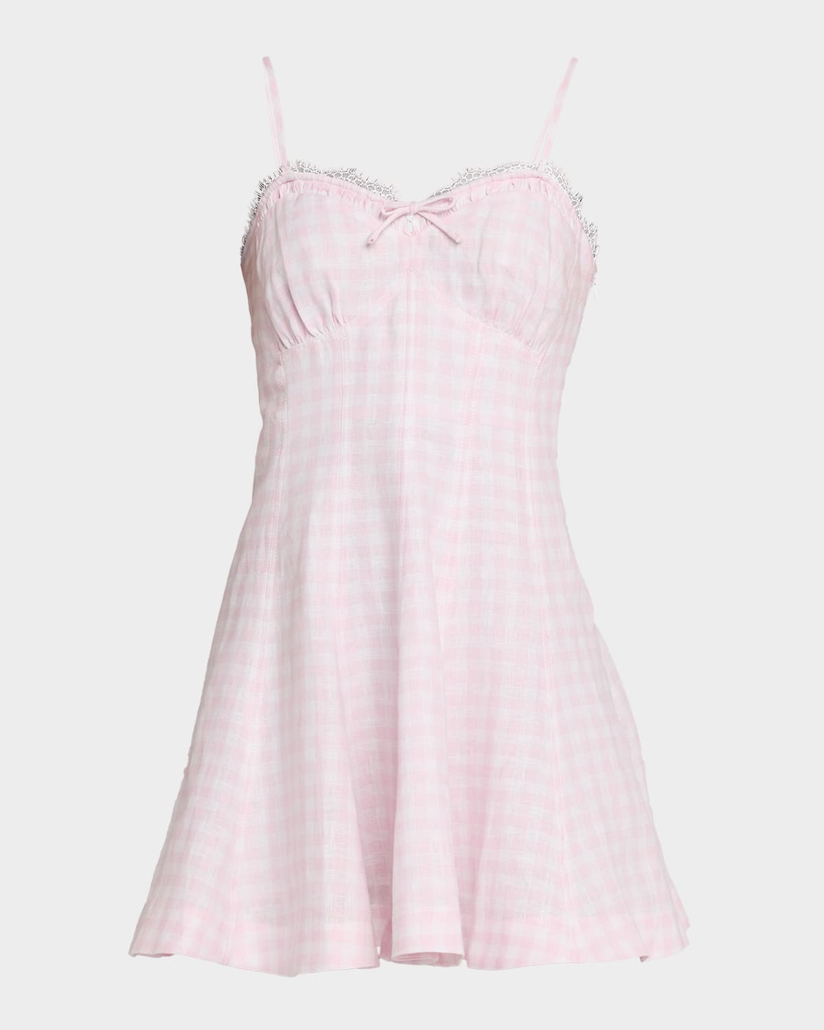 Loveshackfancy Shai Linen Gingham Mini Dress In Pink