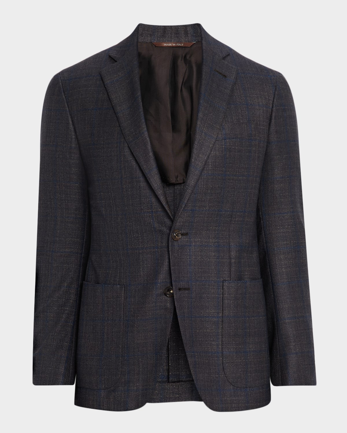 Canali Men's Silk And Cashmere Windowpane Sport Coat In Brown