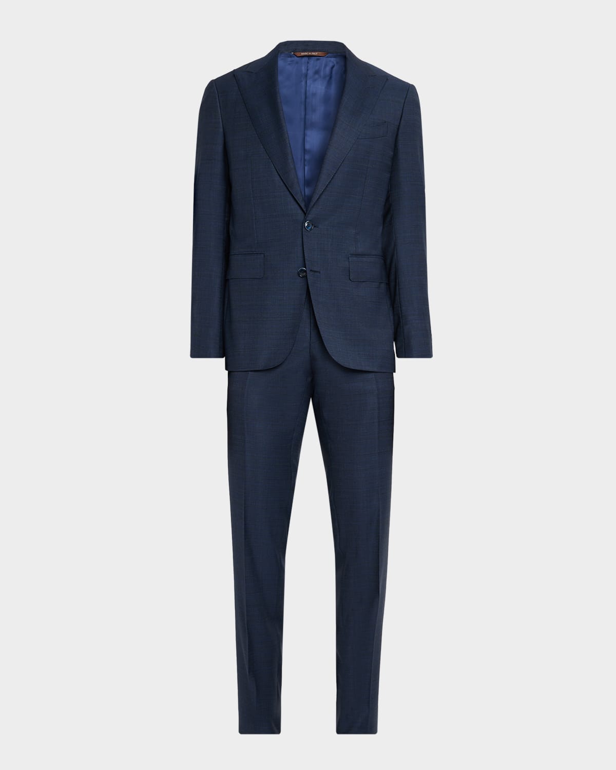 Canali Men's Denim Effect Wool Peak Lapel Suit In Blue
