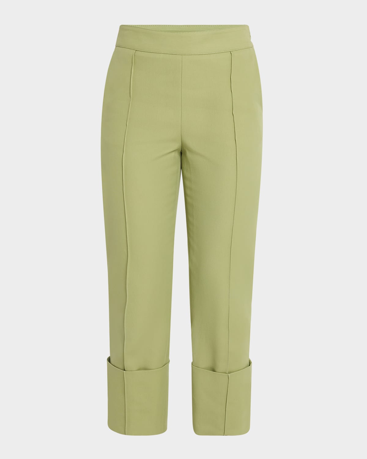 Amir Taghi Toni Pintuck Straight-Leg Cuffed Crop Pants