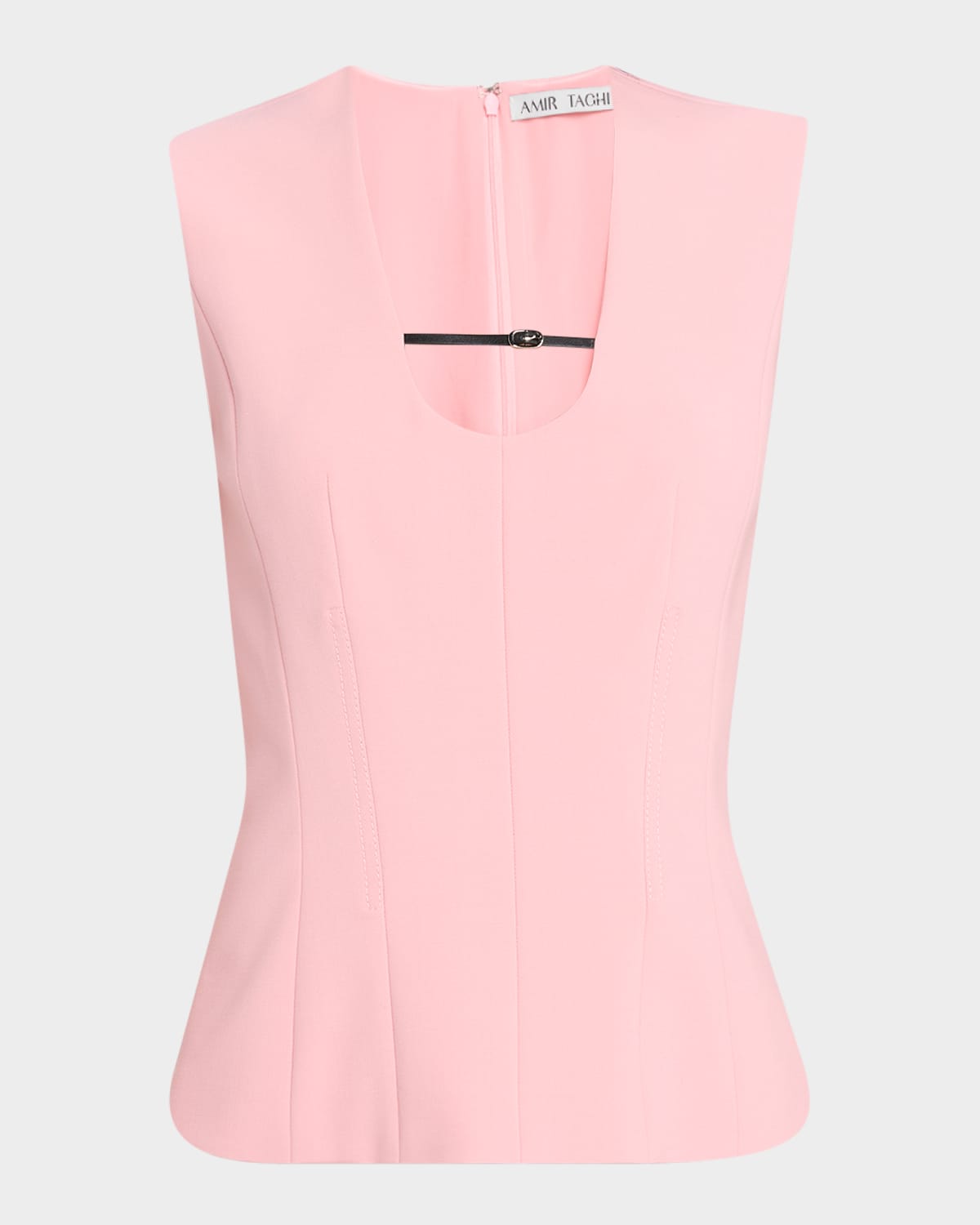 Eiza U-Neck Sleeveless Micro-Belt Top