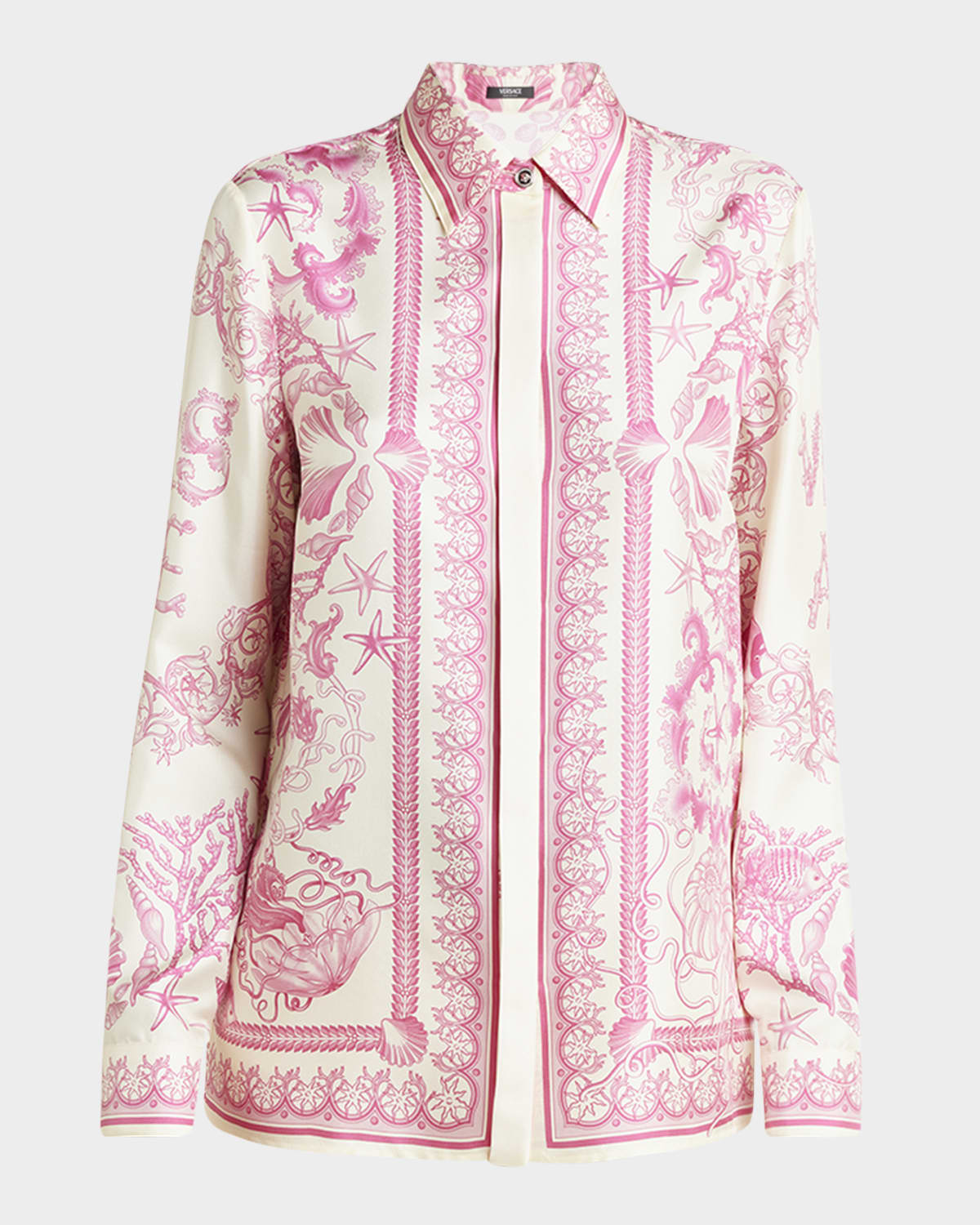 Versace Graphic Print Long Sleeves Top In Pink