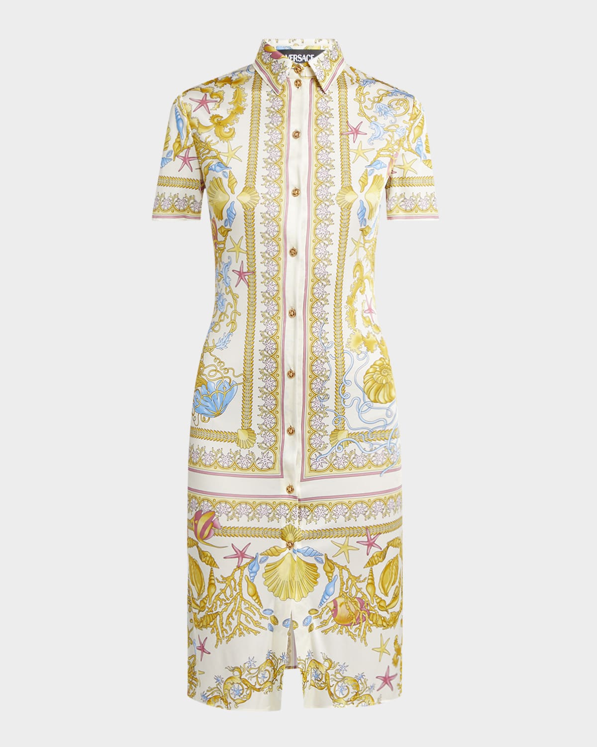 Underwater Baroque-Print Jersey Shirtdress