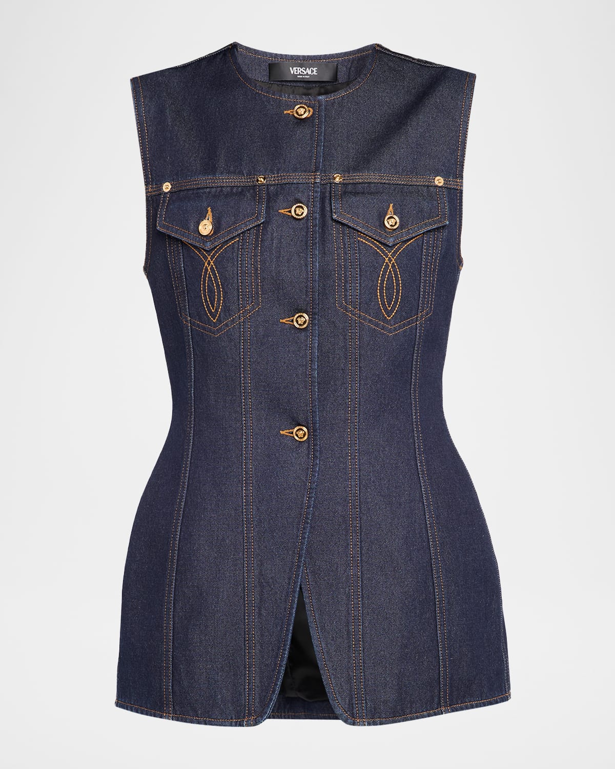 Denim SIngle-Breasted Vest