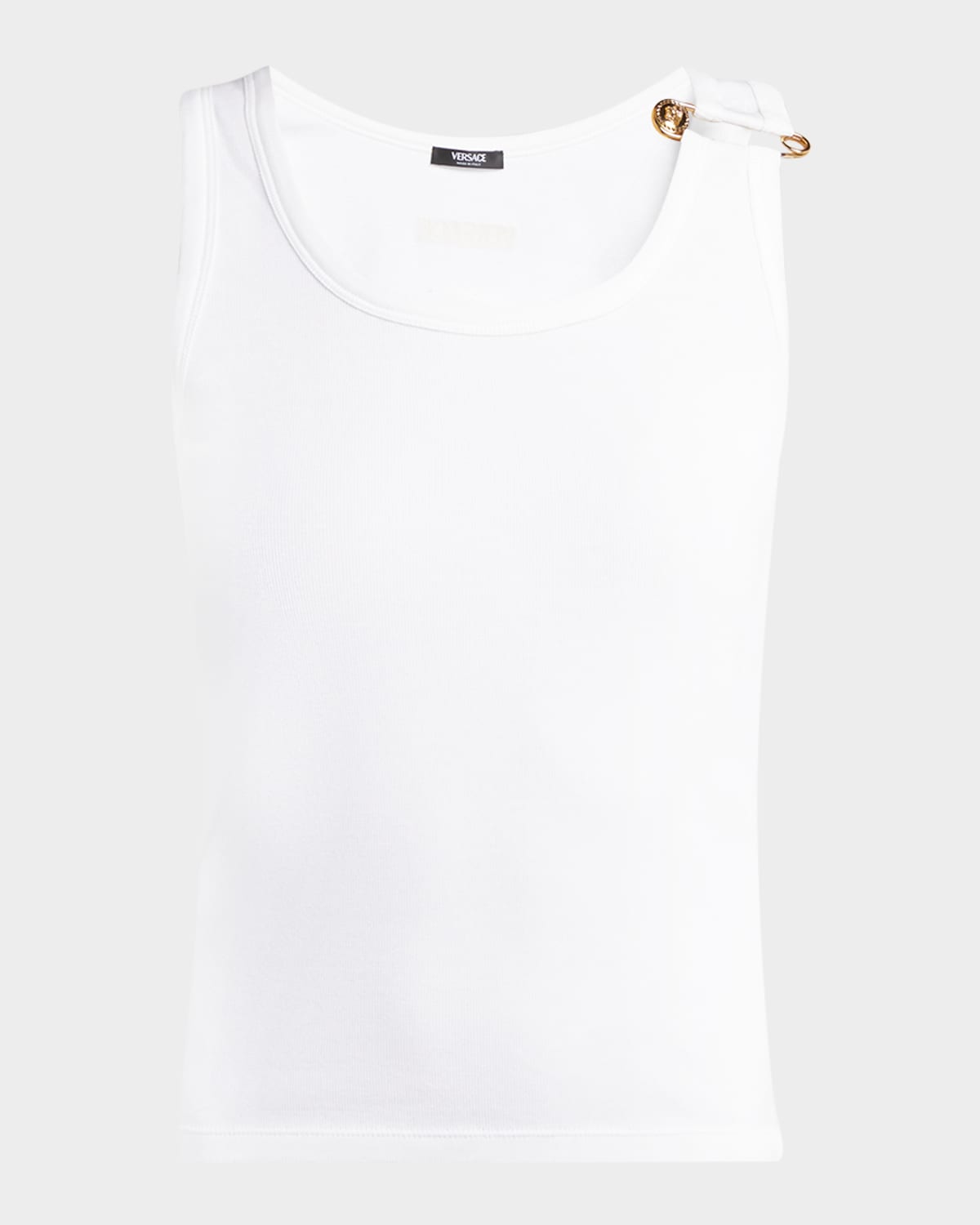 Versace Medusa Safety-pin Cotton-stretch Rib Tank Top