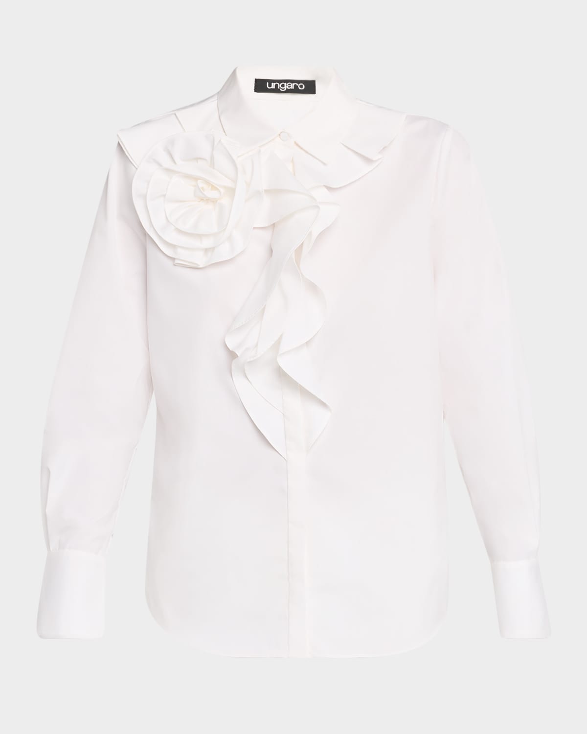 Ruffle Floral Applique Blouse
