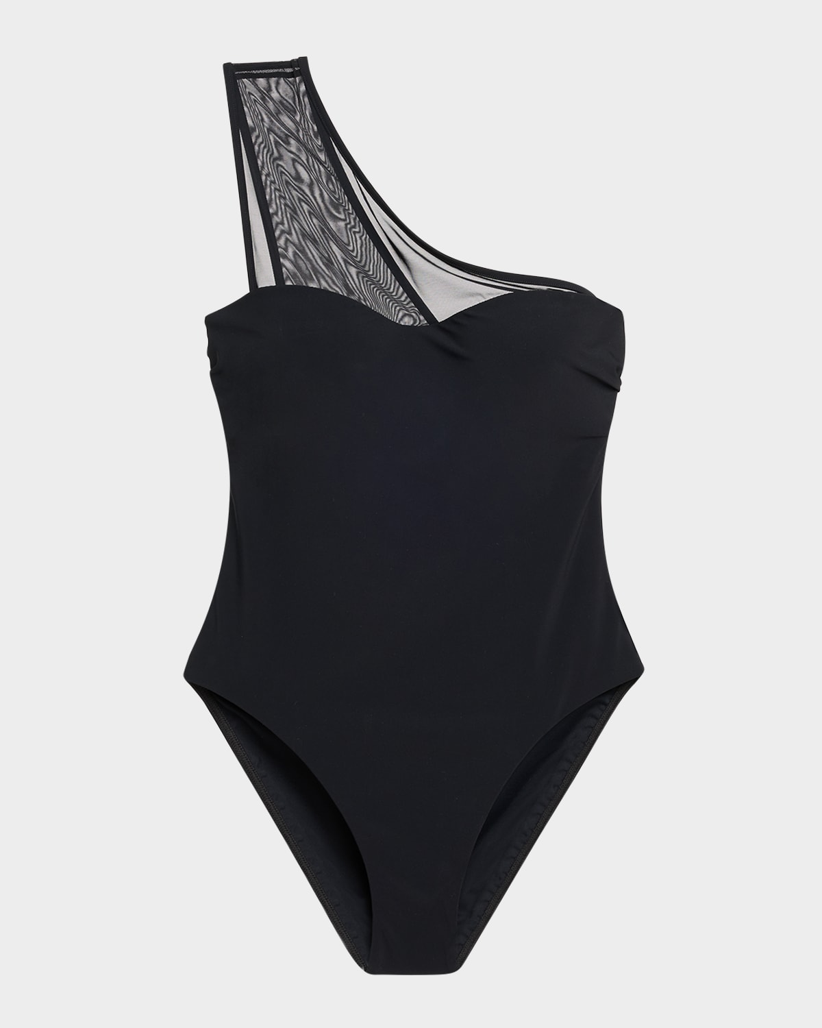 Shop Jets Australia Asymmetric Mesh One-piece Swimsuit In Black