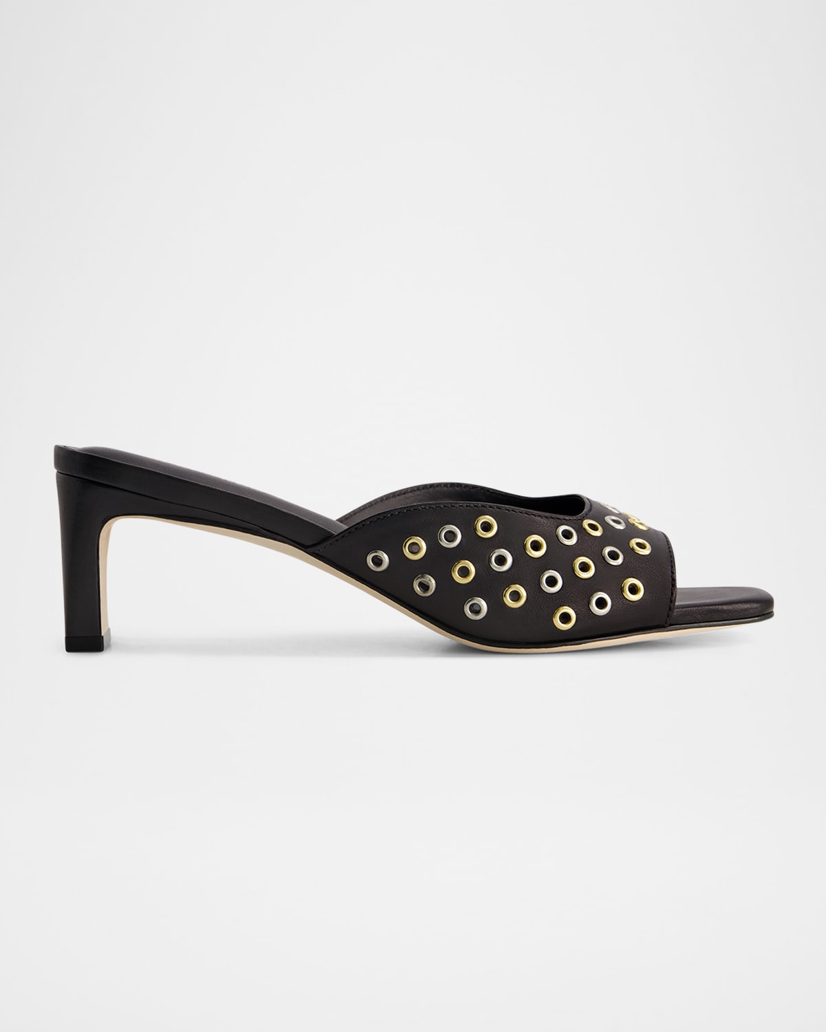 Grommet Leather Slide Mule Sandals