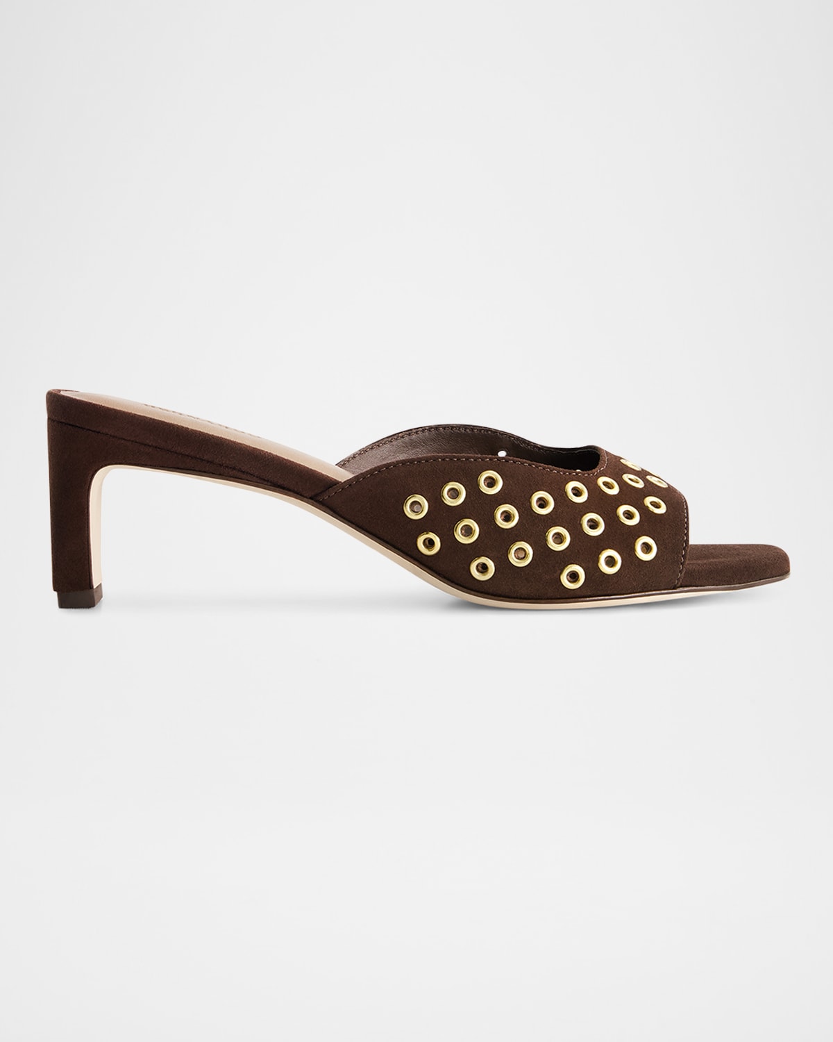 Suede Grommet Slide Mule Sandals