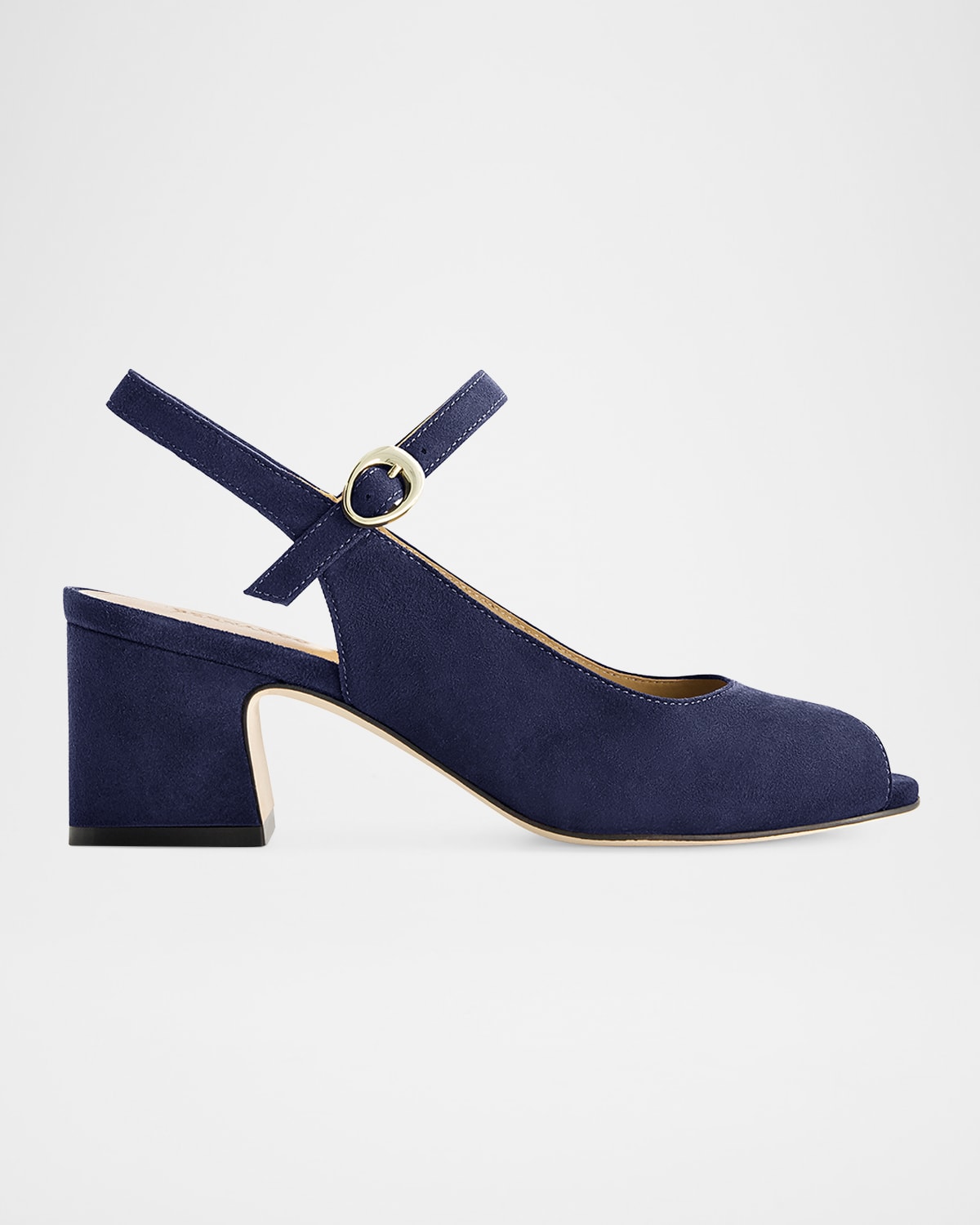 Suede Mary Jane Peep Slingback Pumps