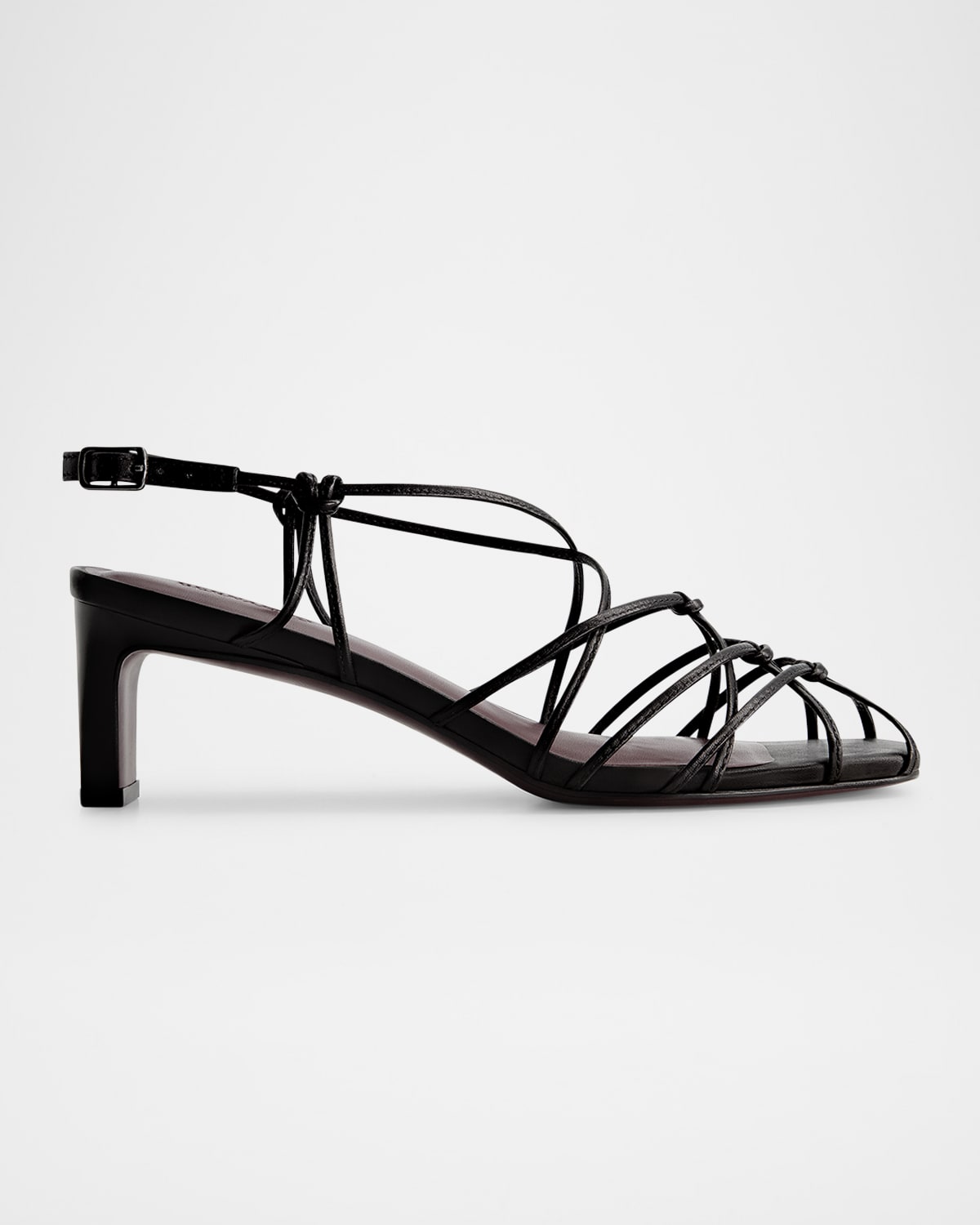 Bernardo Strappy Leather Kitten Slingback Sandals In Black