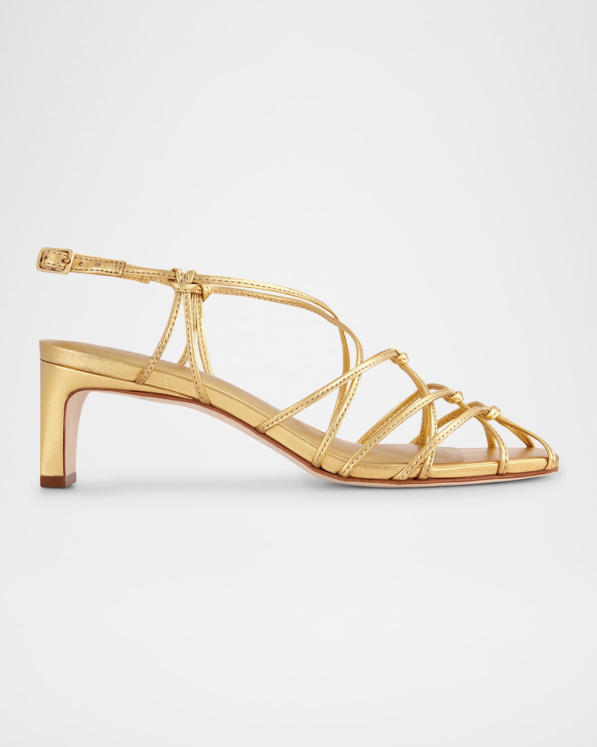 Bernardo Strappy Metallic Kitten Slingback Sandals In Gold