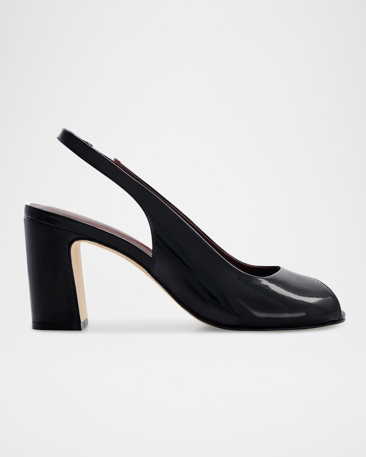 Bernardo Patent Peep-toe Slingback Pumps