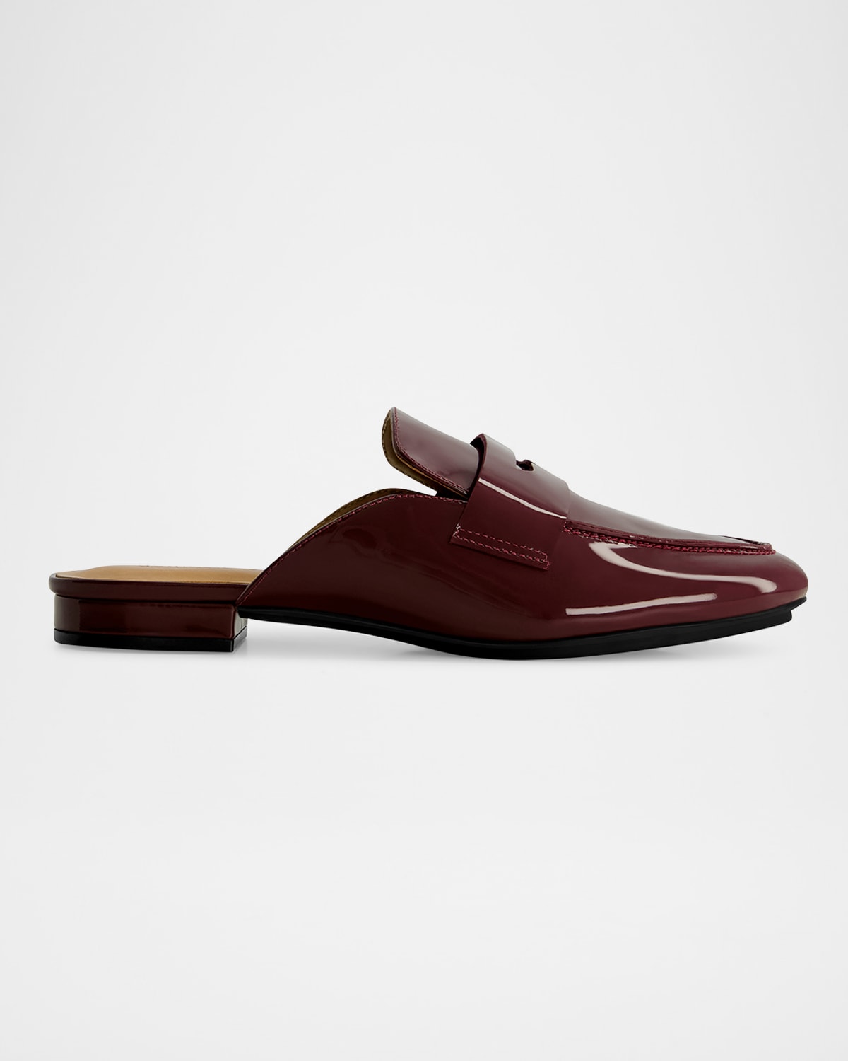 Bernardo Patent Leather Penny Loafer Mules In Burgundy