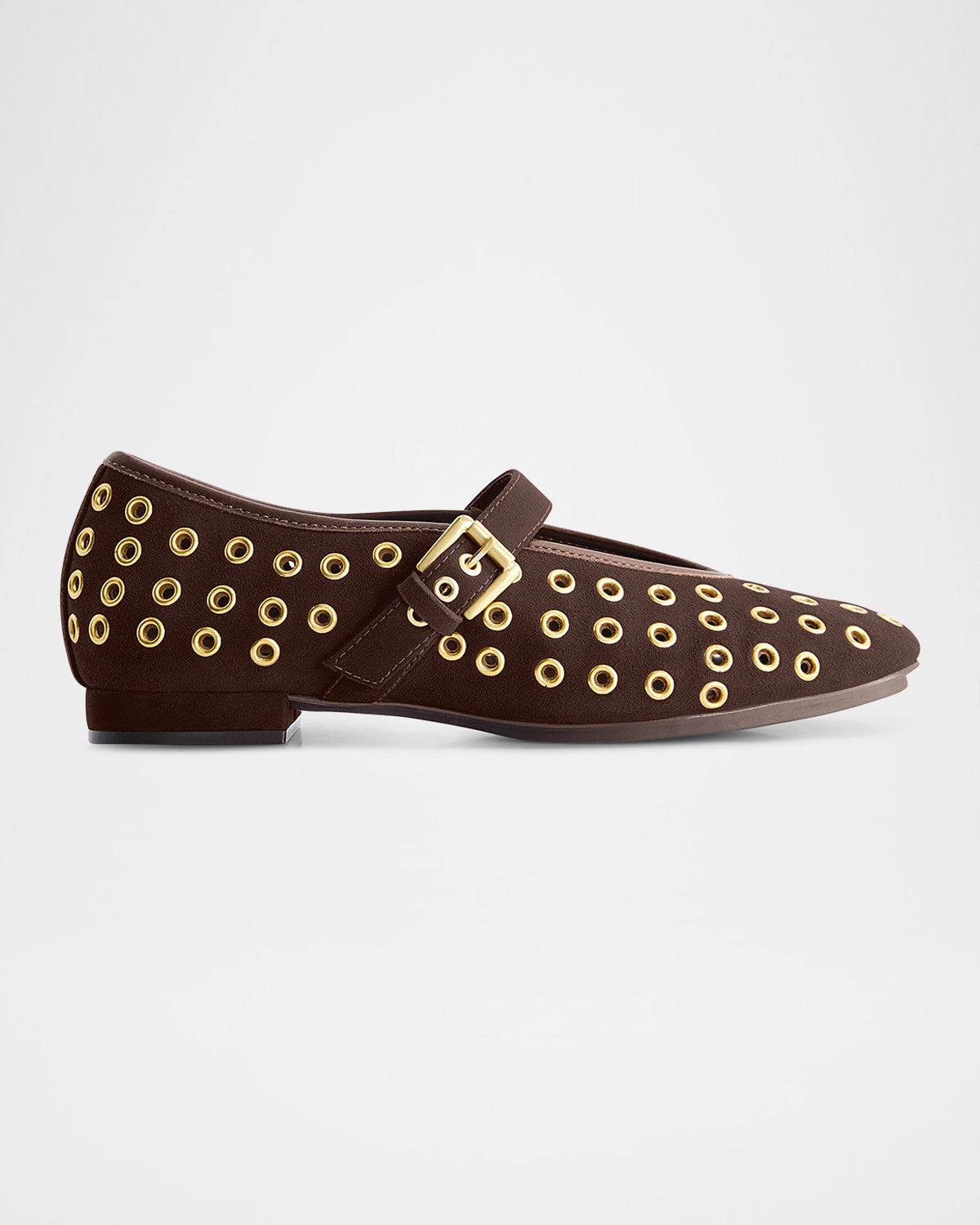 Bernardo Suede Grommet Mary Jane Ballerina Flats In Brown
