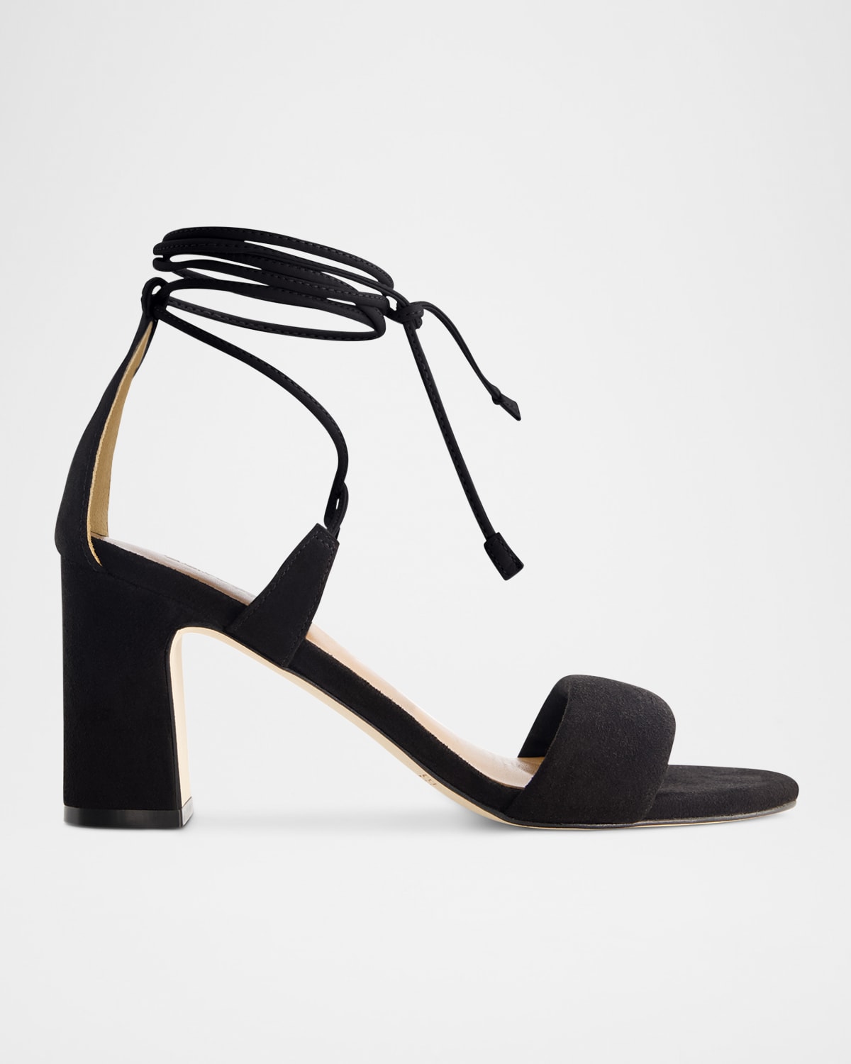 BERNARDO SUEDE ANKLE-WRAP BLOCK SANDALS 