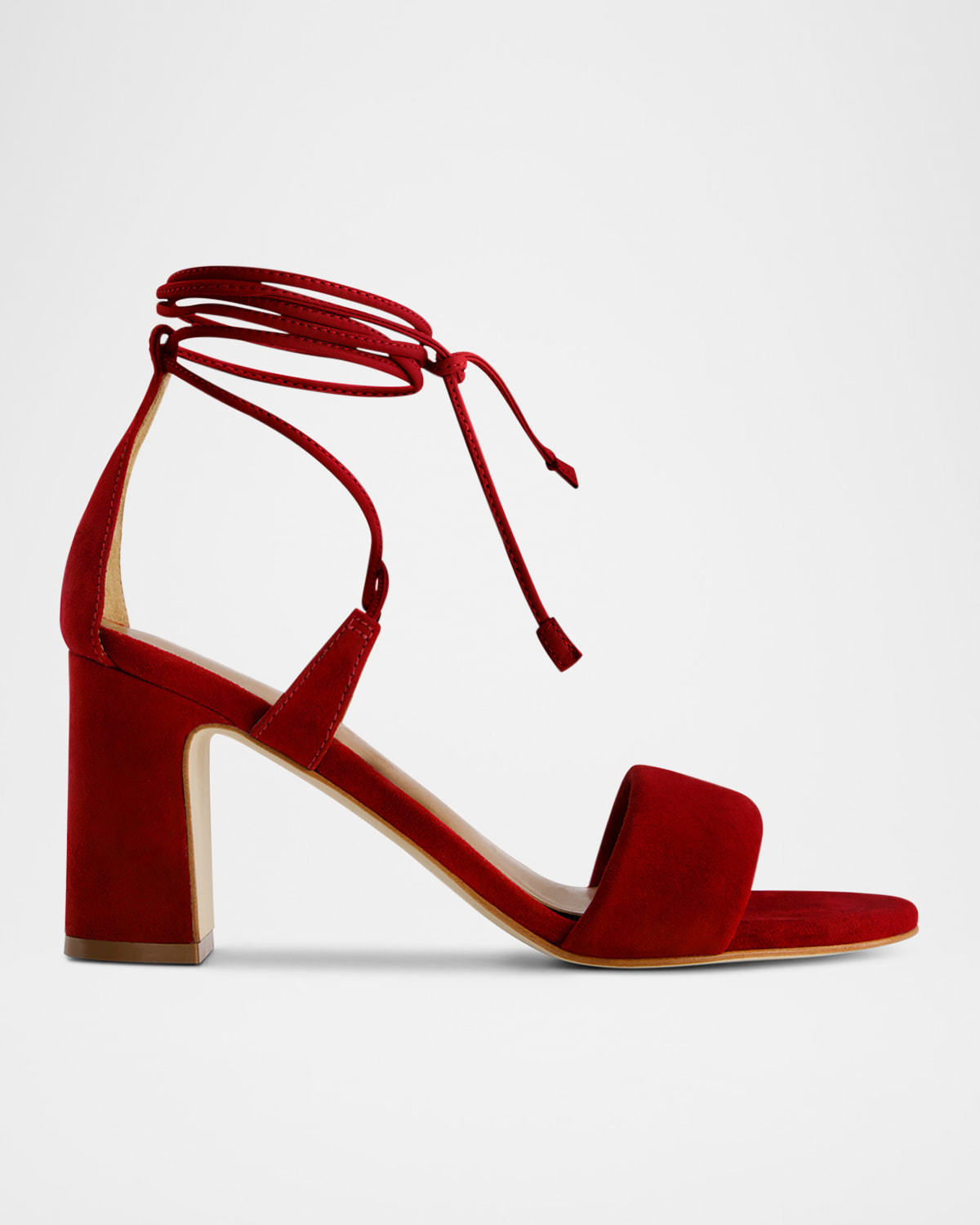 BERNARDO SUEDE ANKLE-WRAP BLOCK SANDALS 