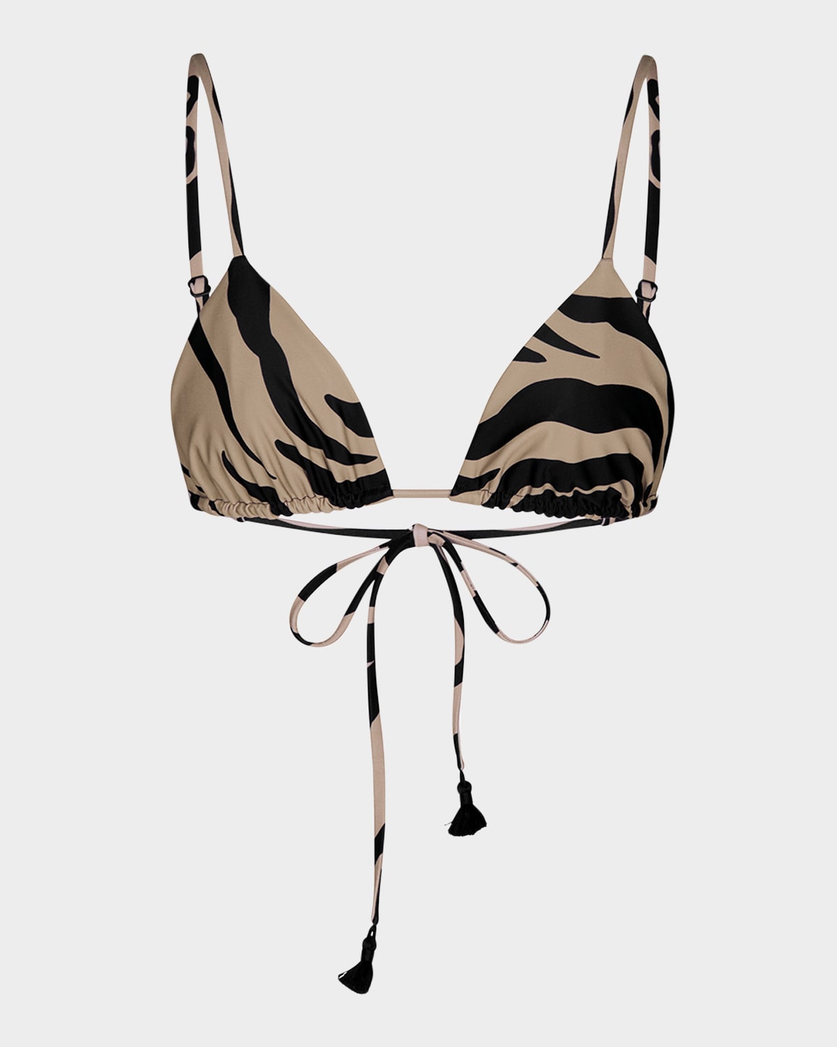 Johanna Ortiz Zebra Konibo Triangle Bikini Top In Black